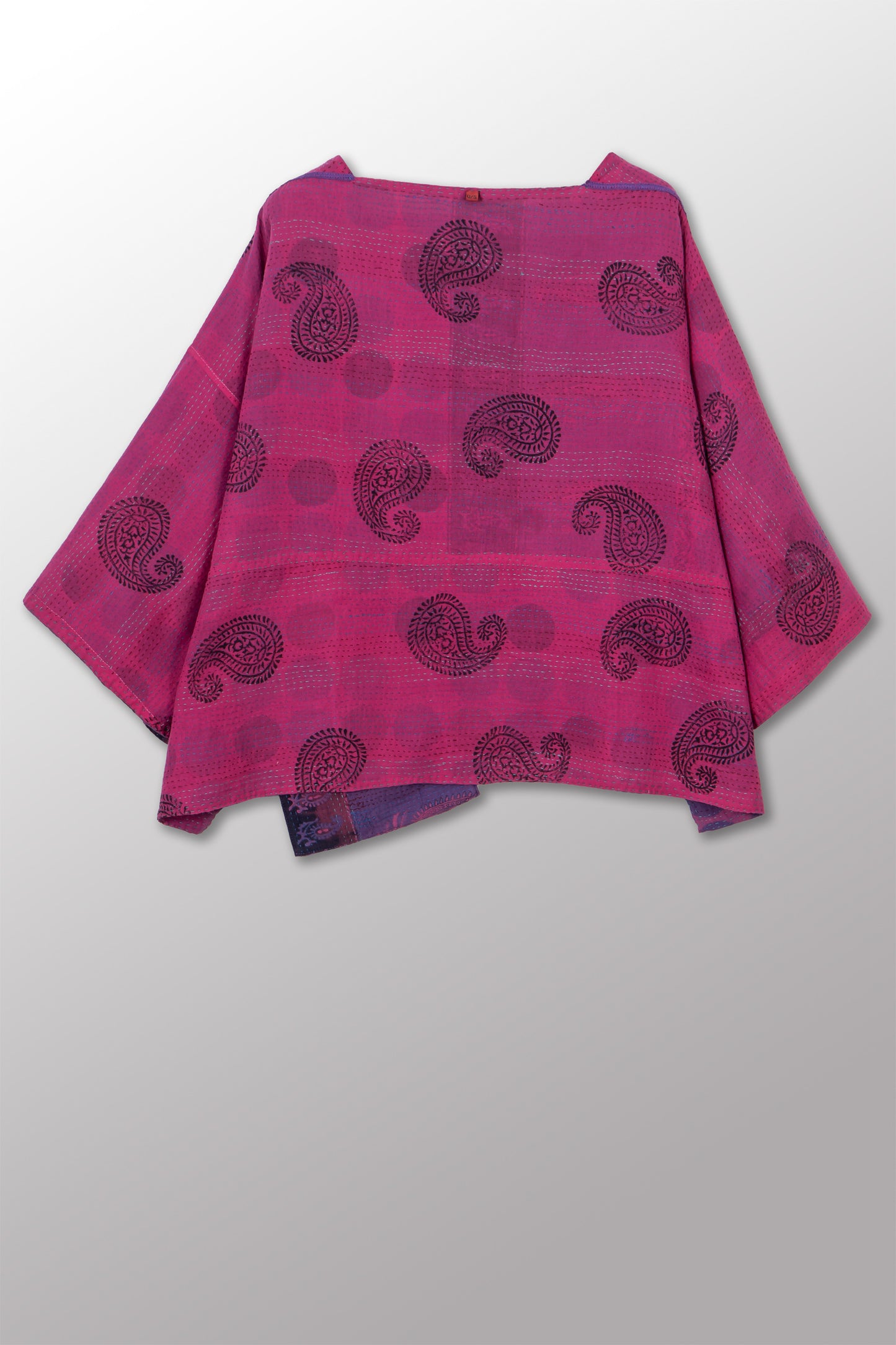 VINTAGE COTTON & NEW VOILE KANTHA 3/4 SLV. CROP TOP MIO - cn2538-0006a -