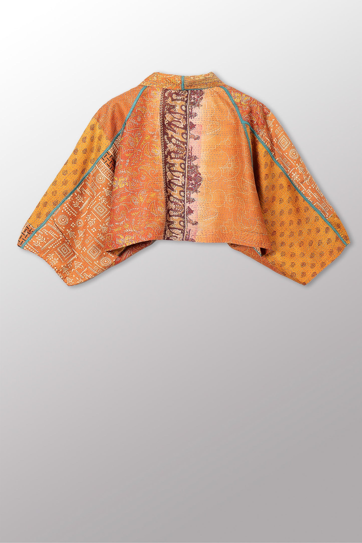VINTAGE SILK KANTHA PUFF SLV. SHRUG - sv2062-0034a -