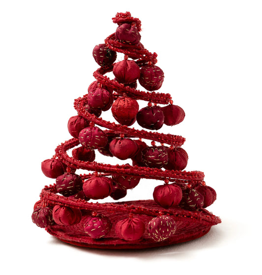 Christmas Tree (metallic kantha) -Red
