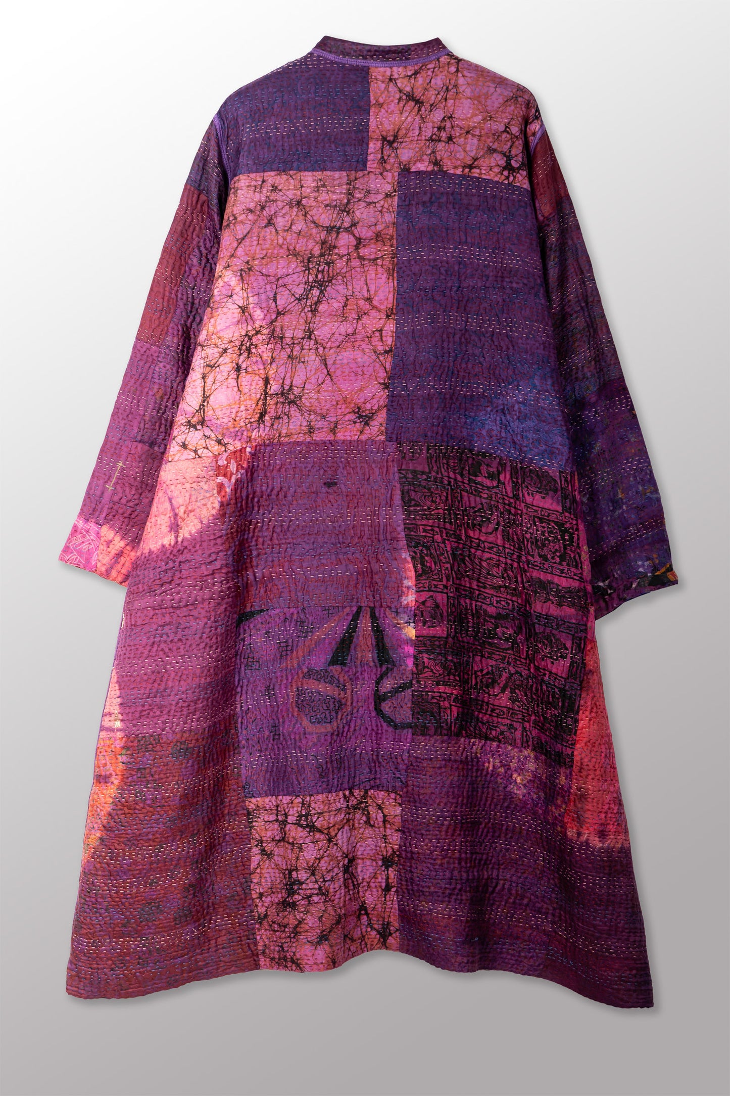 TIE DYE CIRCLE SHIBORI KANTHA KAFTAN COAT - td4343-prp -