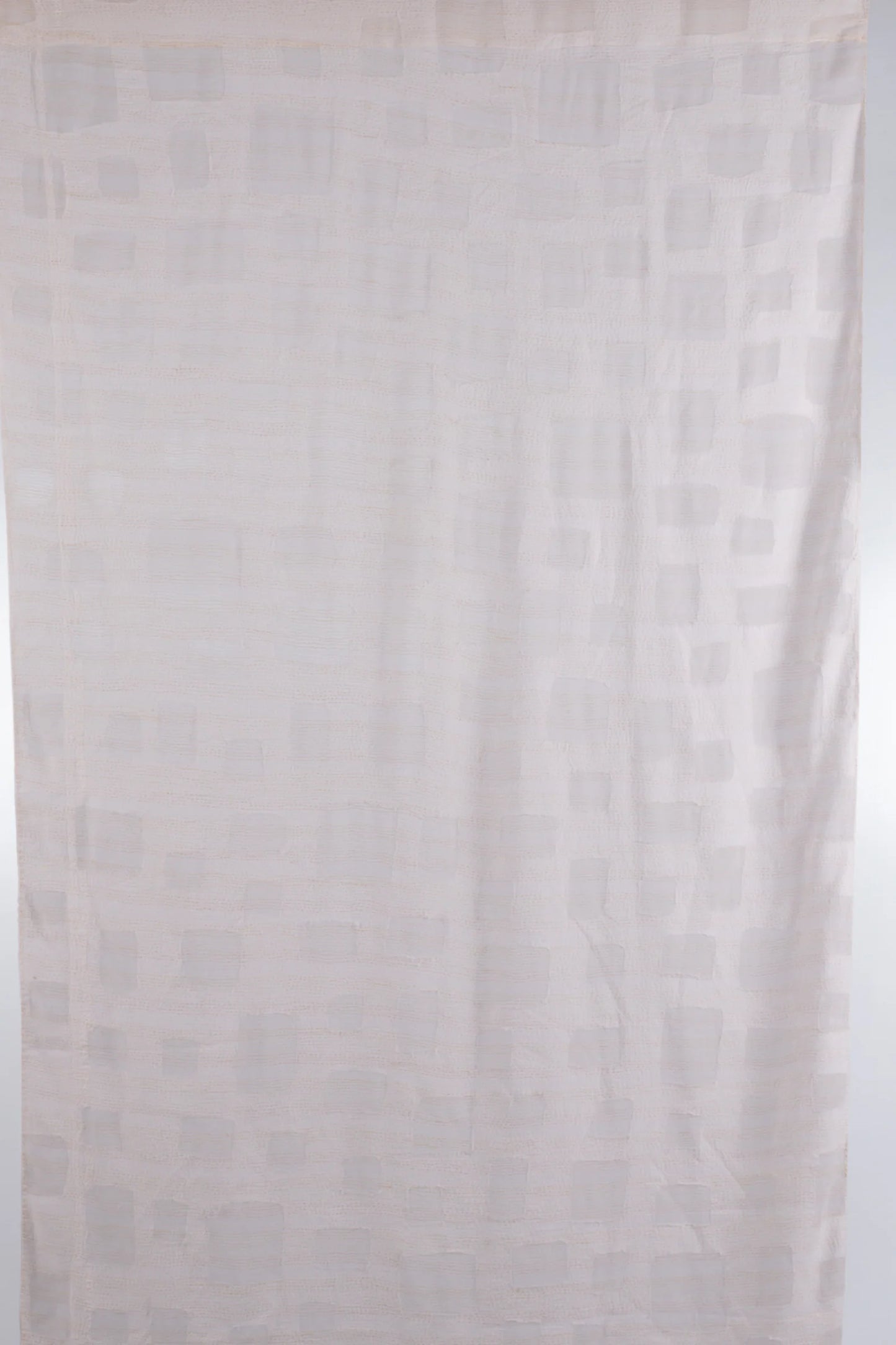 Cut Through Dot And Holes Kantha Curtain - White