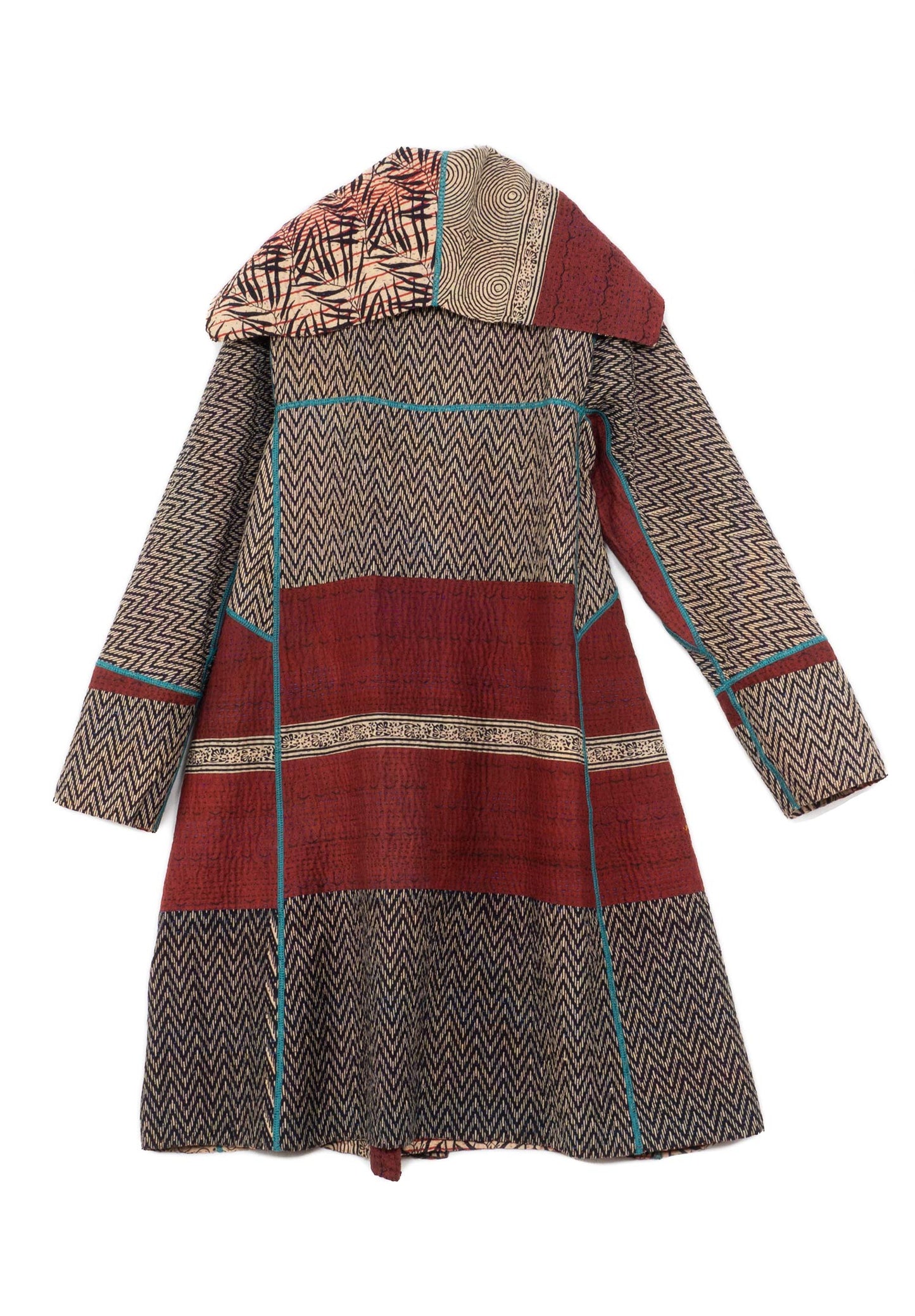 SOHO BAMBOO KANTHA A-LINE COAT - bo4309-blk -