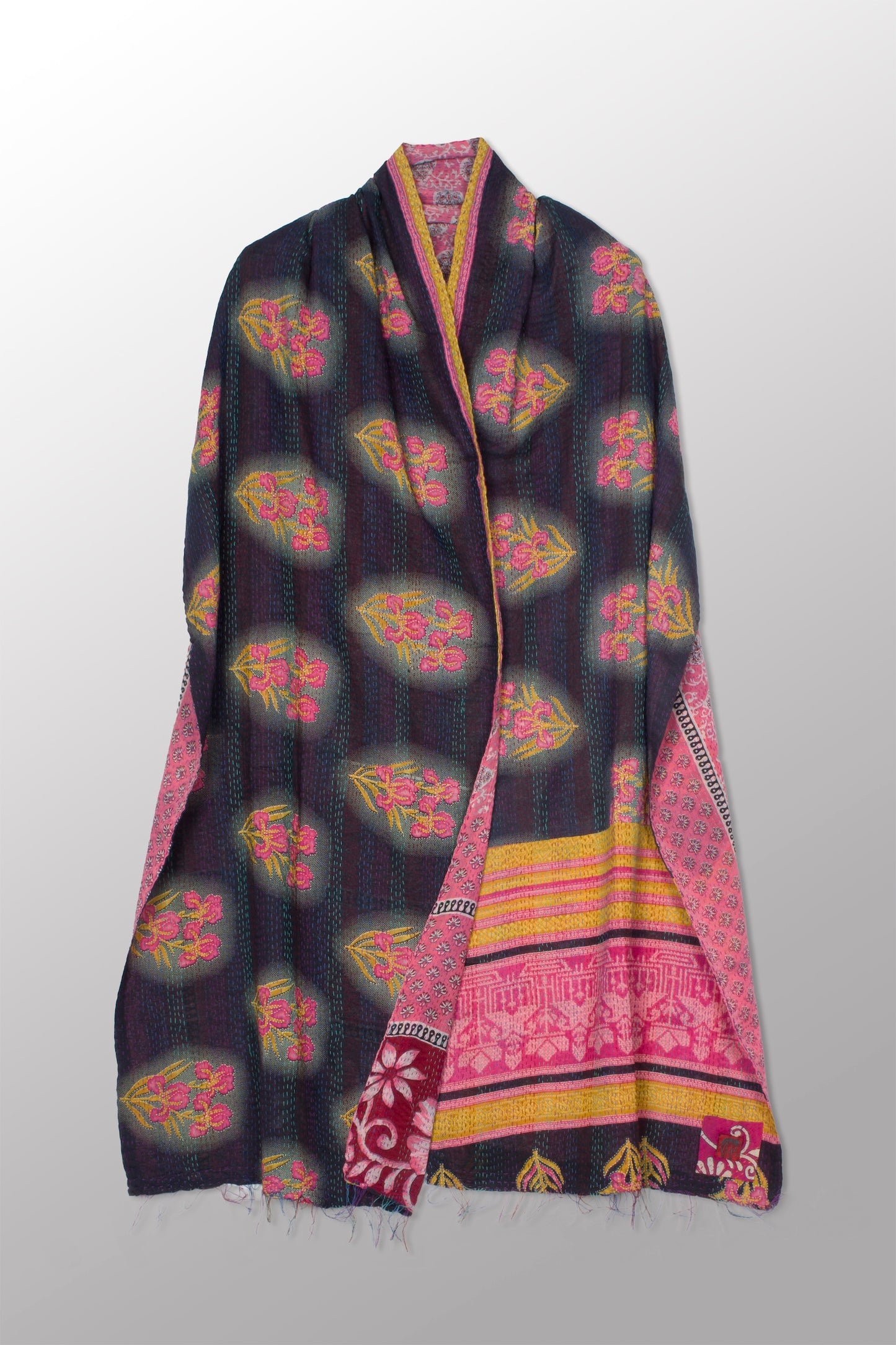 VINTAGE COTTON KANTHA SCARF STANDARD - cv2801-0005a -