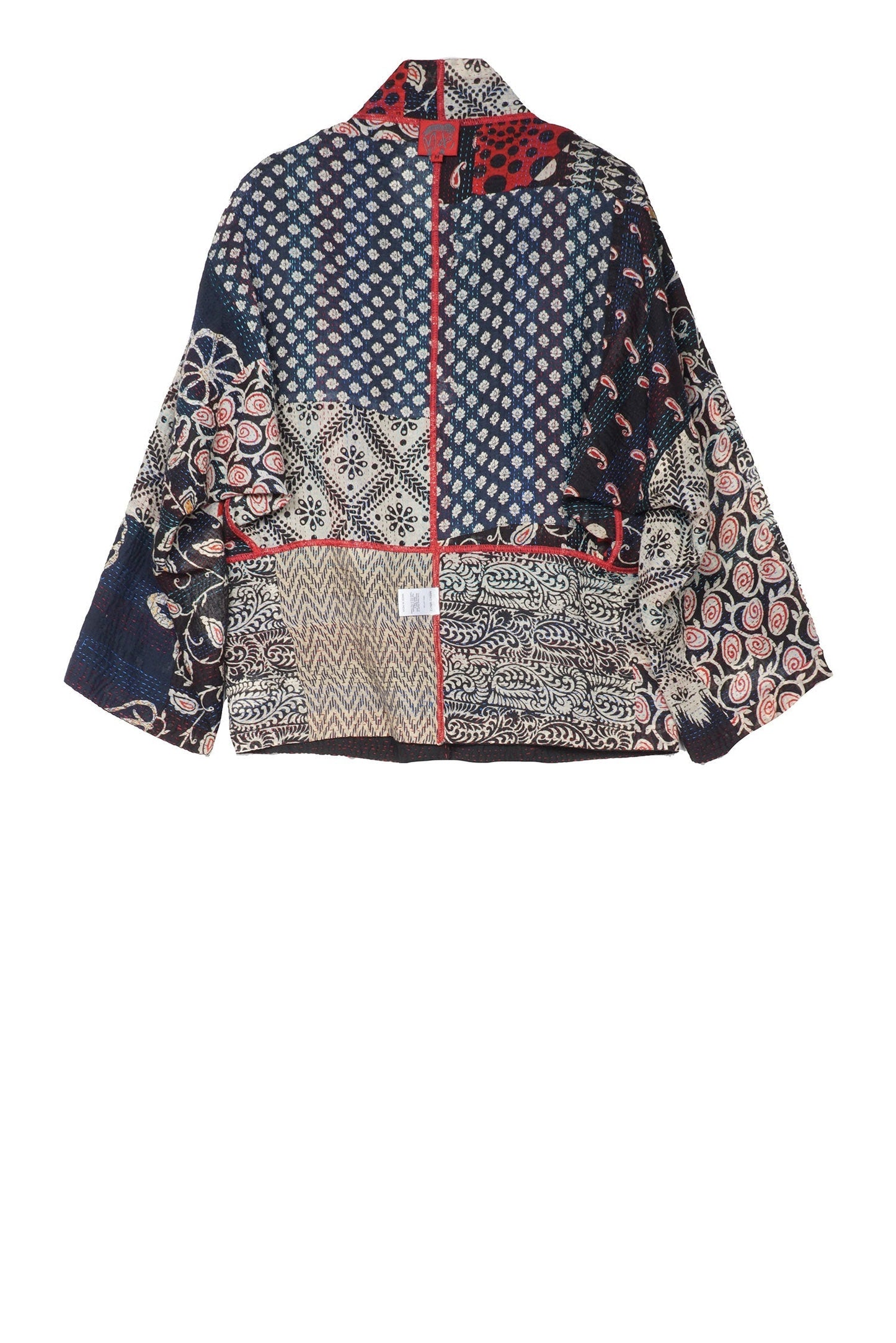 PATCH & CIRCLE PRINT KANTHA DOLMAN SHORT JKT - pc2015-blk -