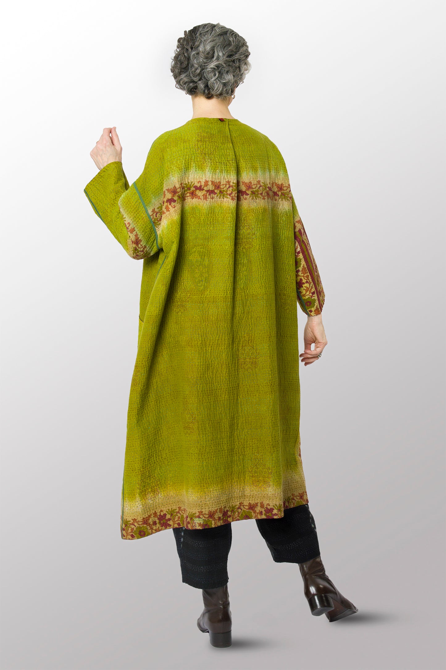 VINTAGE COTTON KANTHA LONG DUSTER - cv4328-0012a -