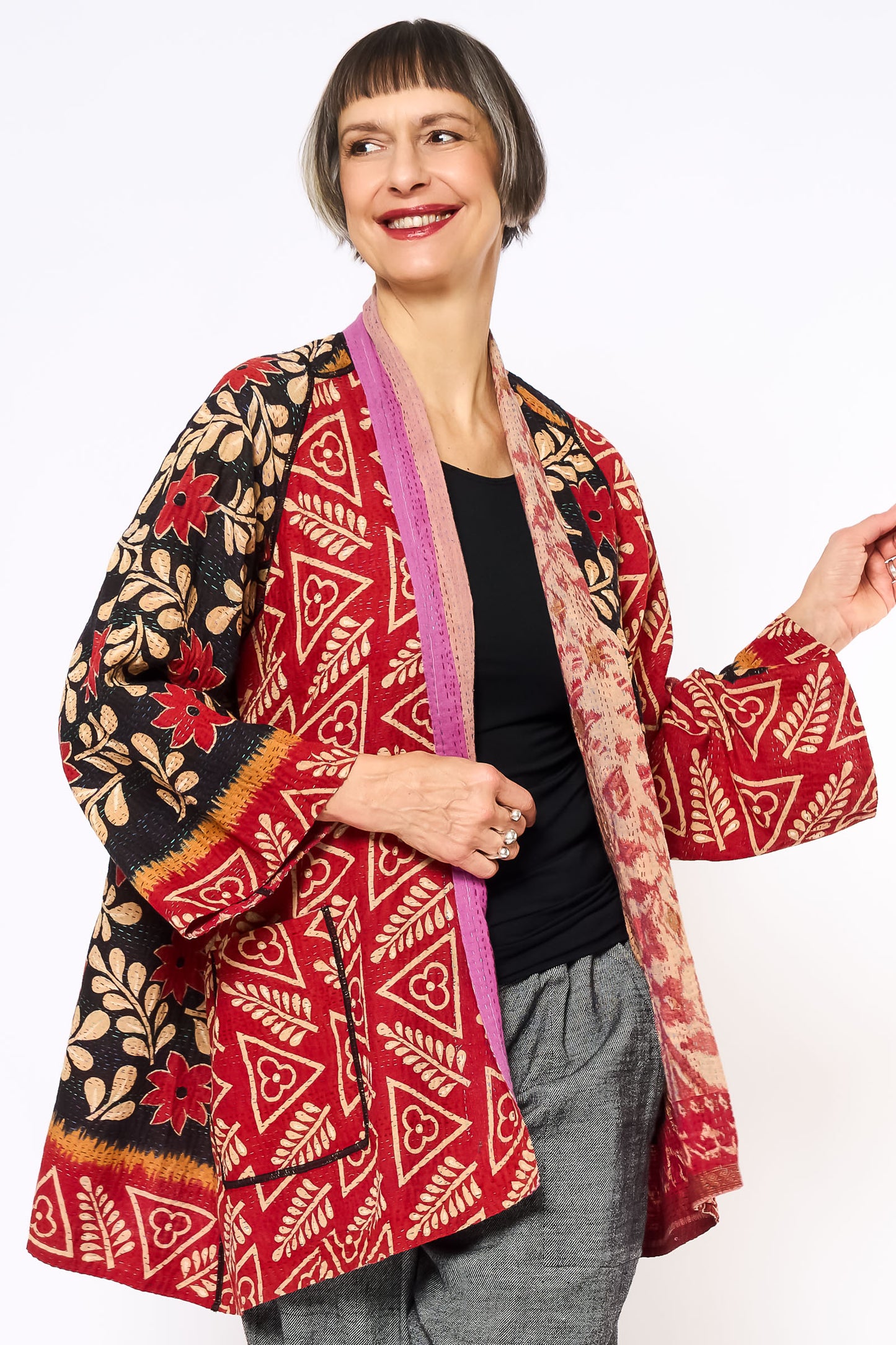 VINTAGE COTTON KANTHA A-LINE JKT - cv2003-0170a -