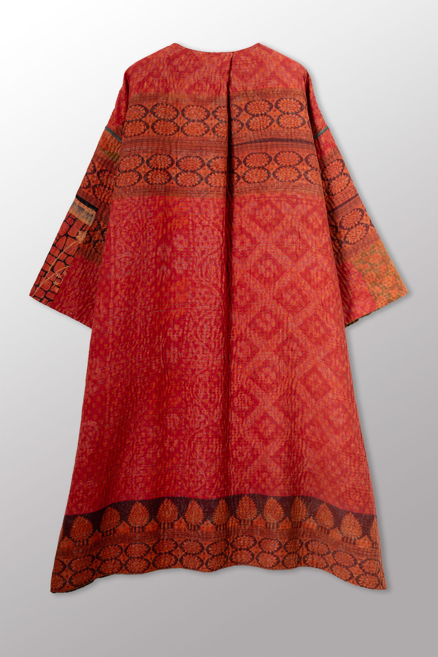 VINTAGE COTTON KANTHA LONG DUSTER - cv4328-0015a -