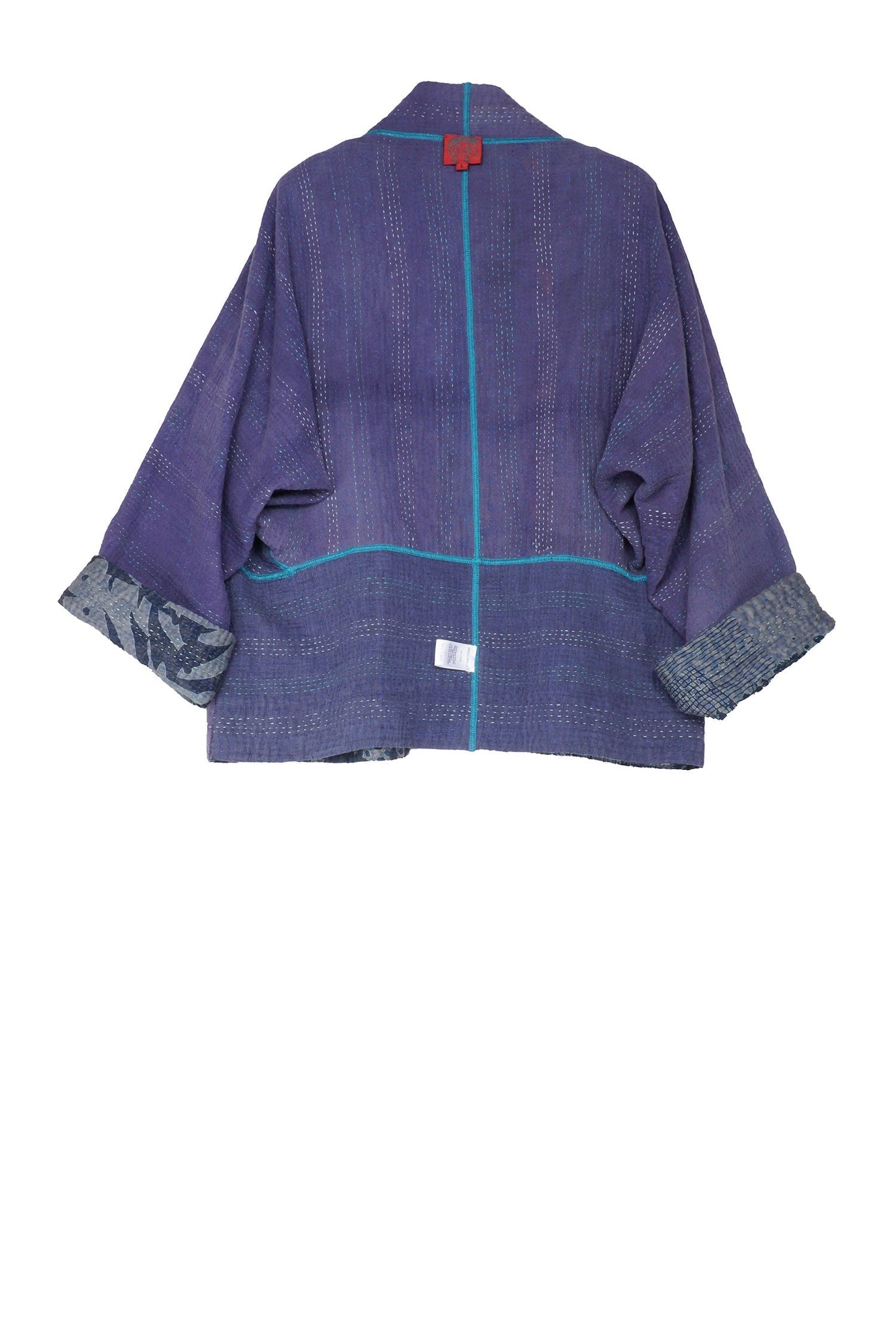 MONOTONE TWILIGHT PRINT KANTHA DOLMAN SHORT JKT - tp4015-blu -