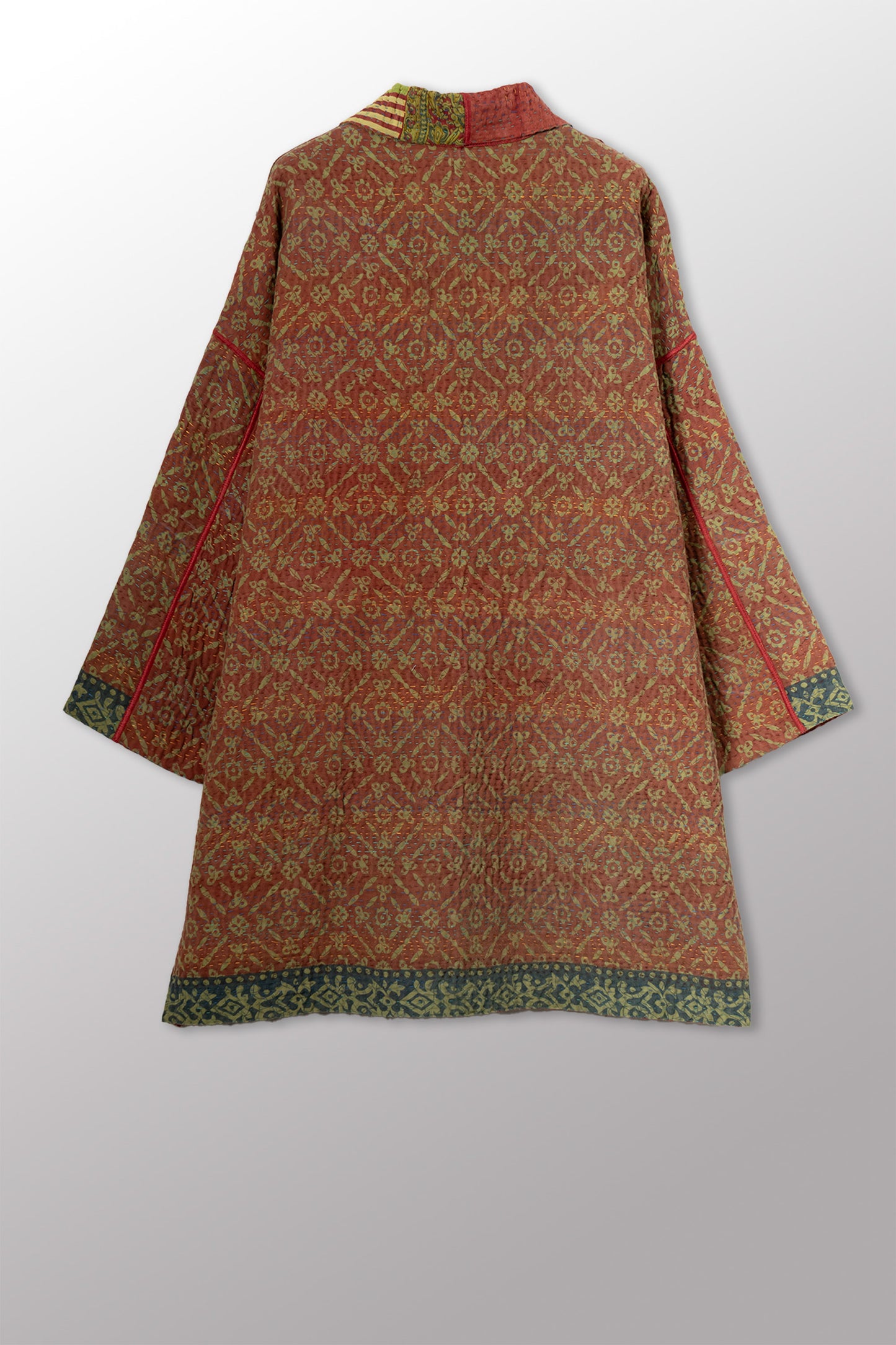 COTTON OVERDYE KANTHA HAORI JACKET - ov4068-cgrn002a -