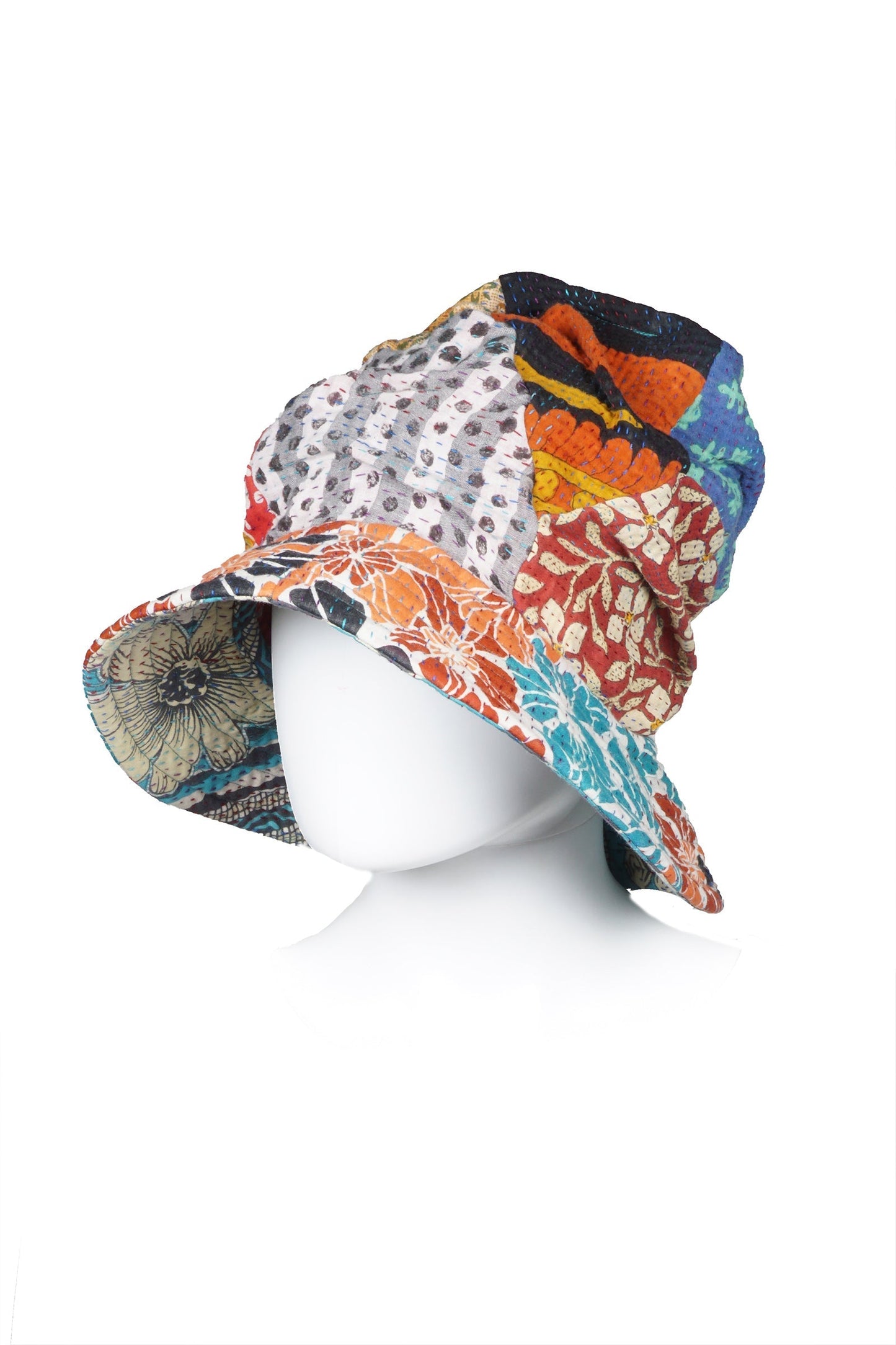 VINTAGE COTTON KANTHA FULL BRIM HAT - cv4889-mlt -