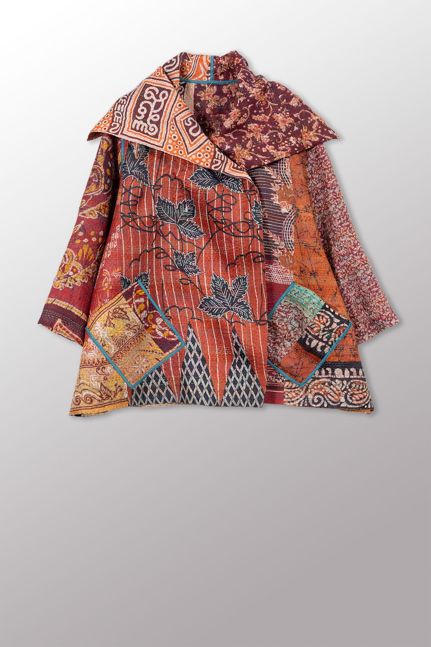 VINTAGE SILK KANTHA FLARE JKT - sv2010-0060a -