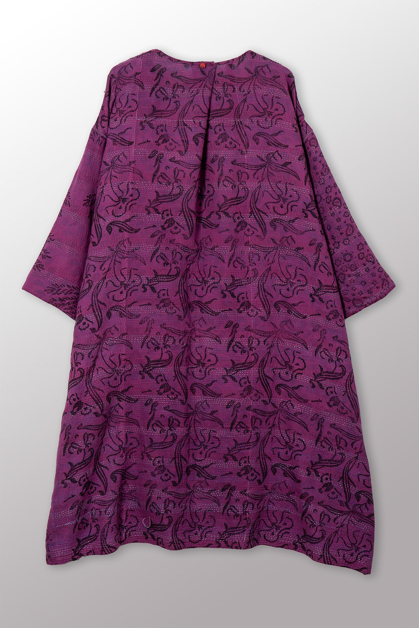 VINTAGE COTTON & NEW VOILE KANTHA LONG DUSTER - cn2328-0003a -