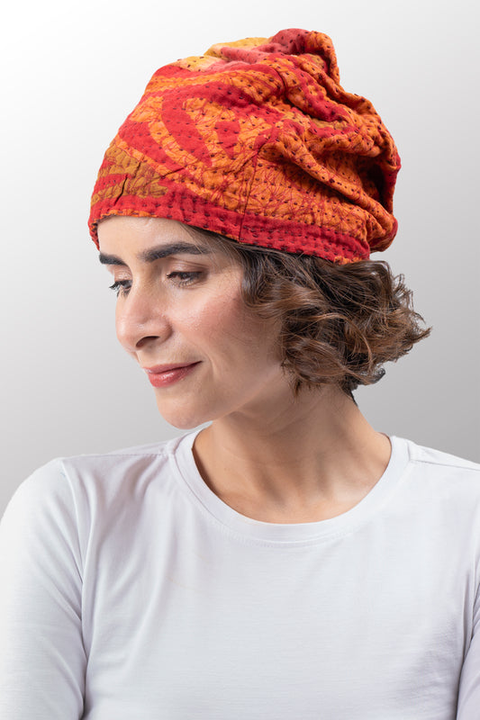 VINTAGE COTTON BBK KANTHA PATCHWORK HAT - bb4880-0002a -