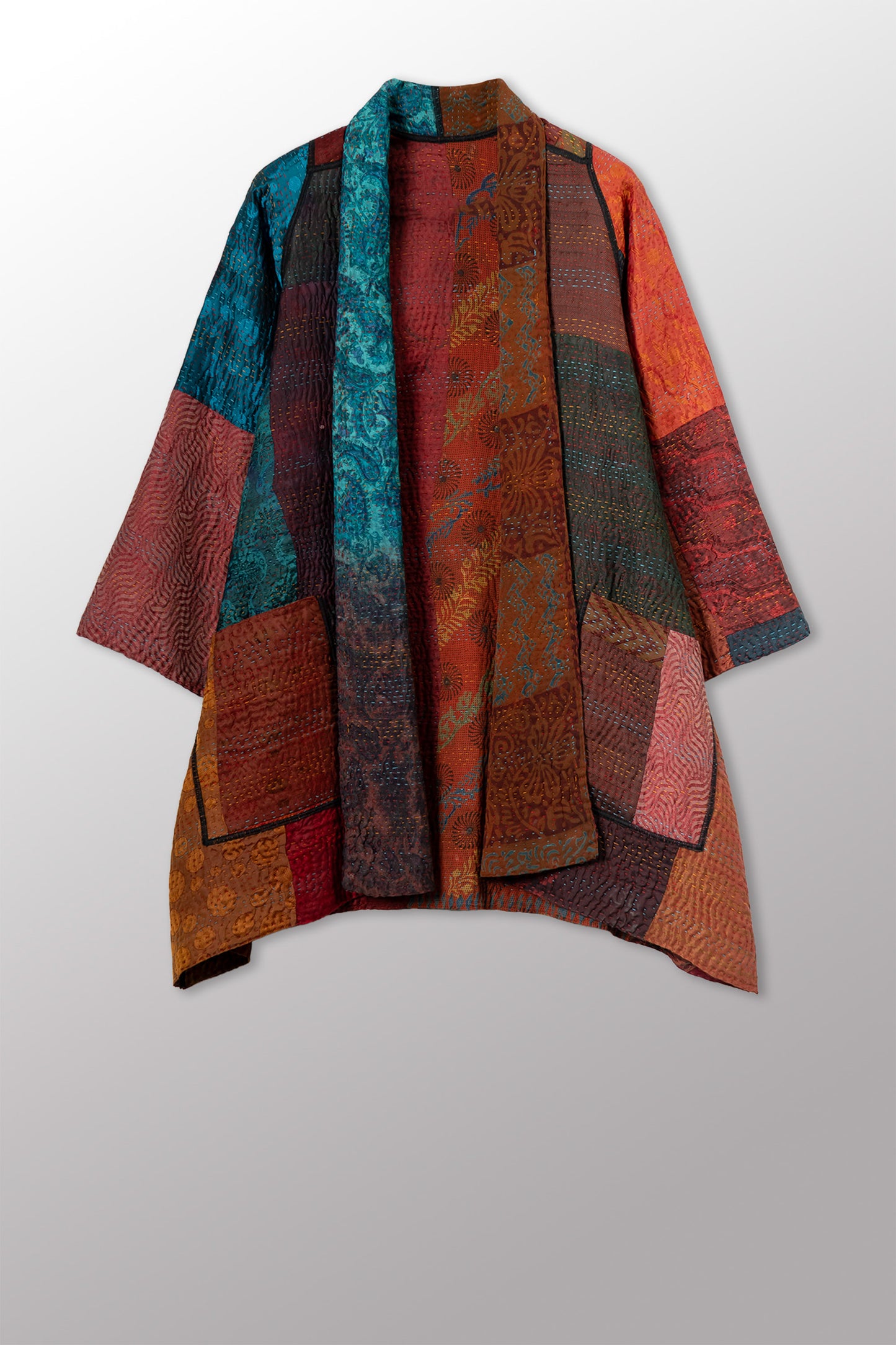 JACQUARD SILK KANTHA A-LINE JKT - js4003-cbrn002a -