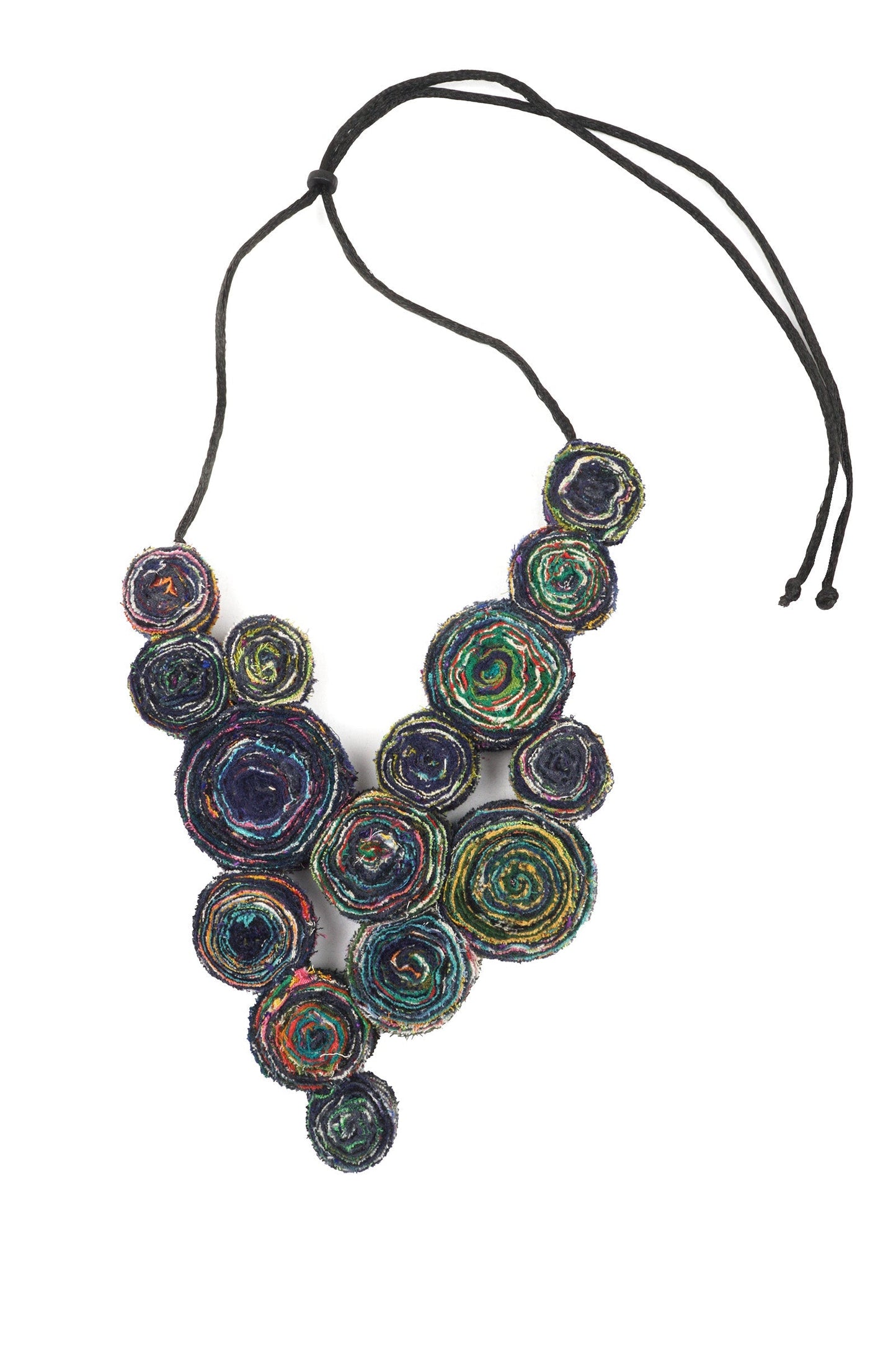 VINTAGE COTTON KANTHA EDDY SHORT NECKLACE - cv2715-nvy -
