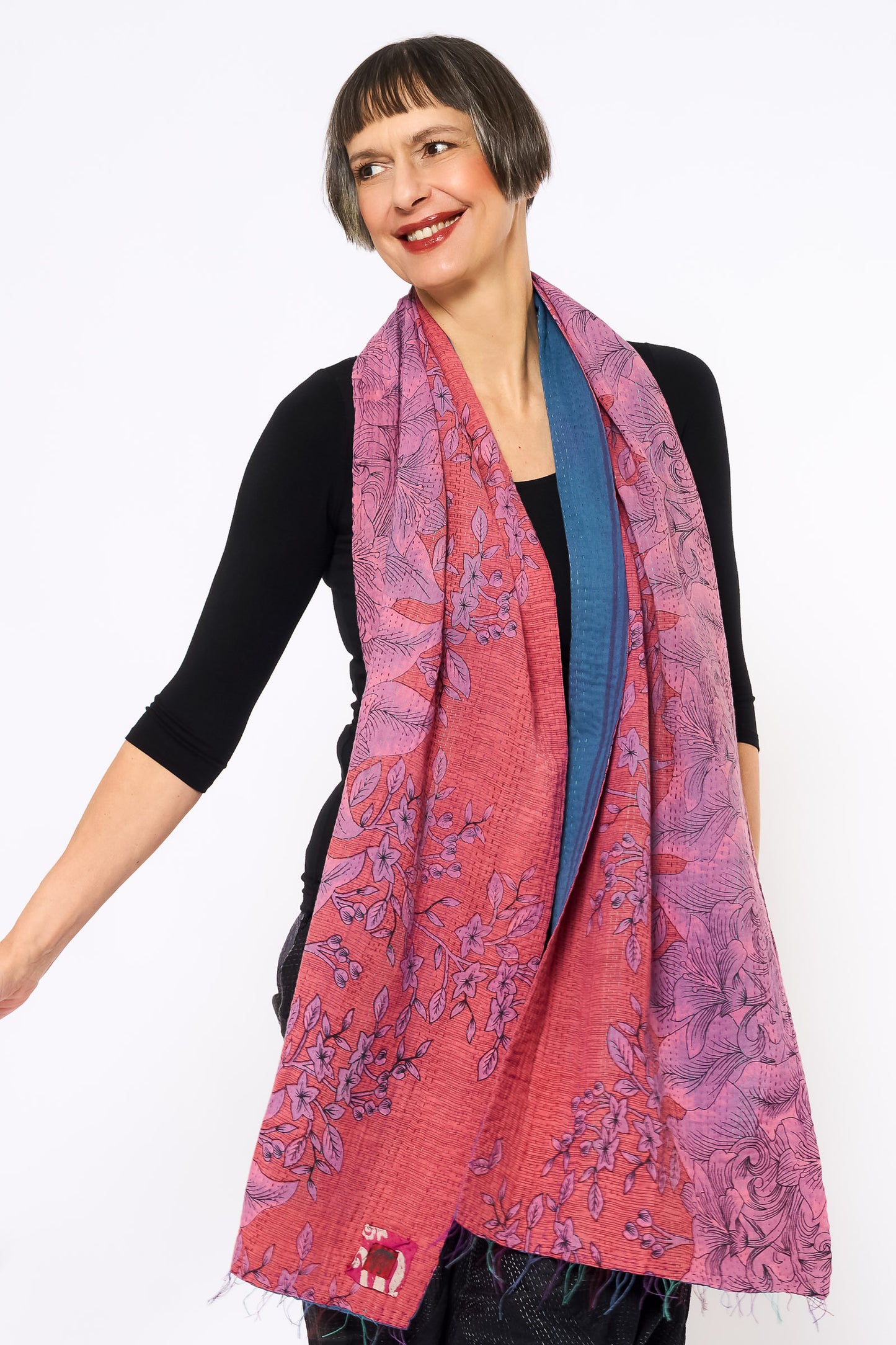 VINTAGE COTTON KANTHA SCARF STANDARD - cv2801-0057a -