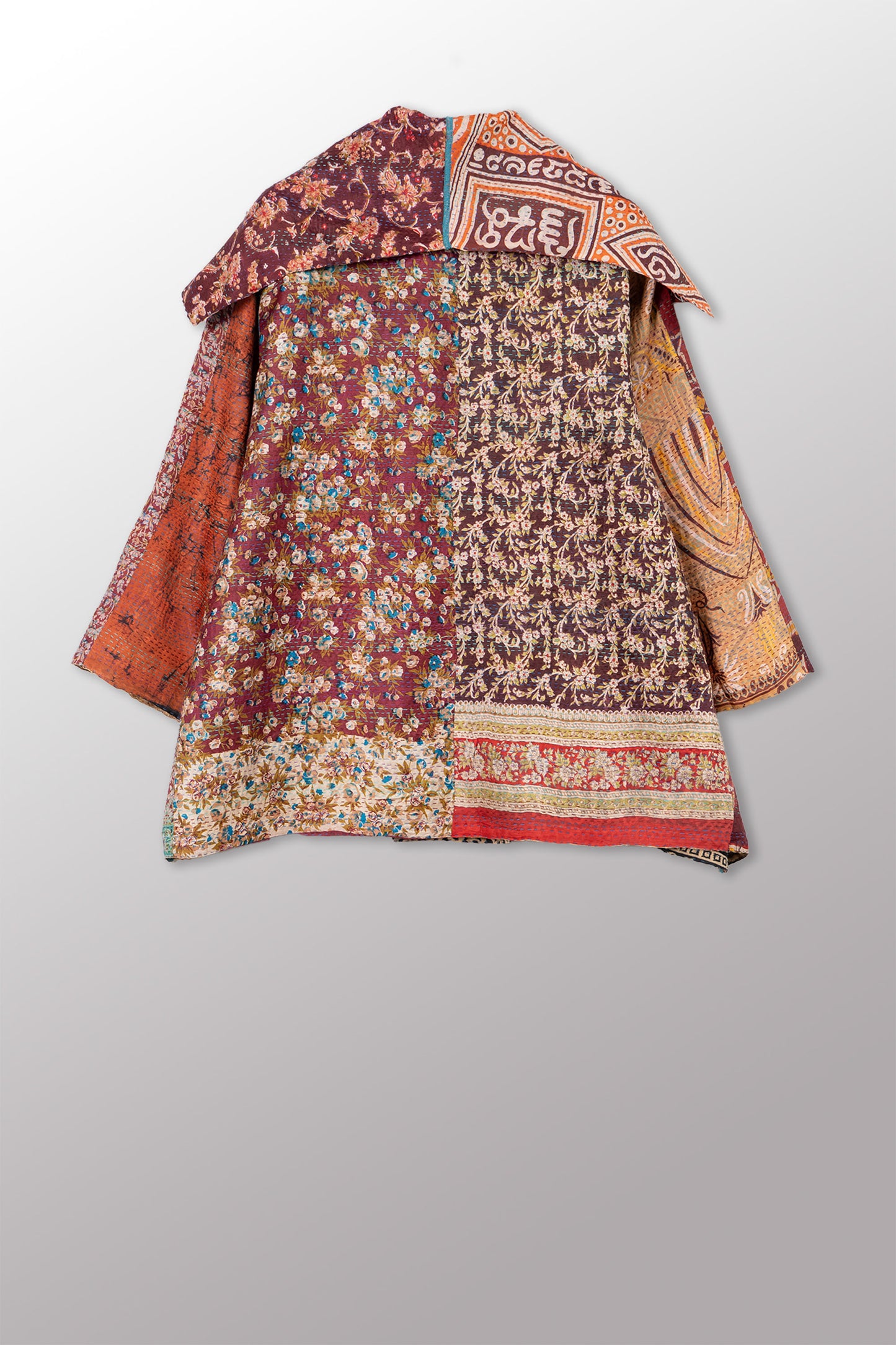 VINTAGE SILK KANTHA FLARE JKT - sv2010-0060a -