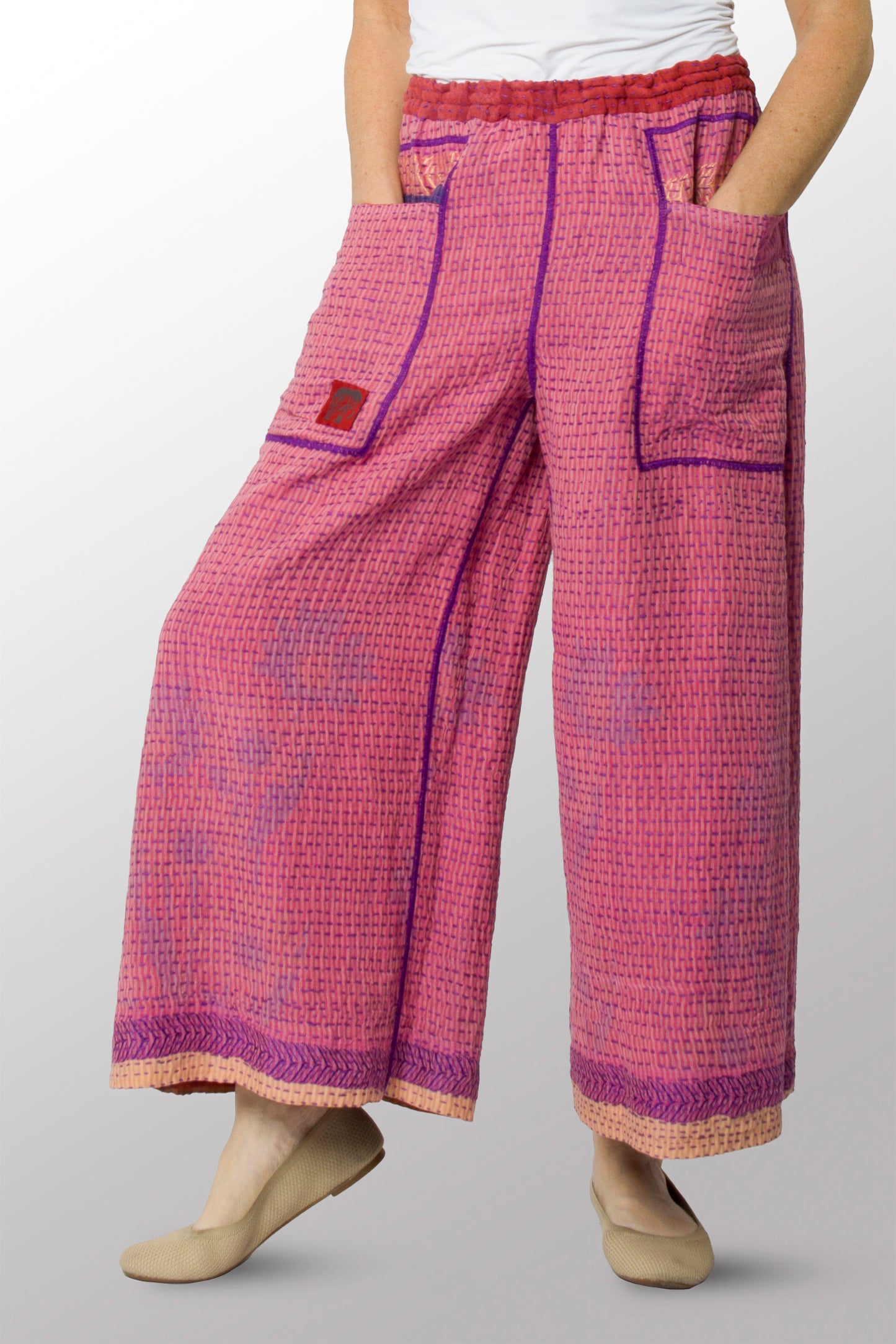 VINTAGE COTTON BBK KANTHA DRAW STRING PANTS - bb2647-0001s -