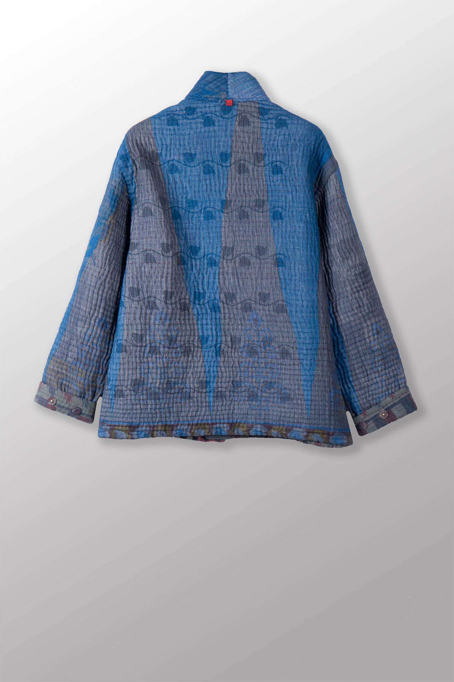 QUILTED OVERDYE COTTON KANTHA MEN'S BLOUSON - oq5040-cblu001m -