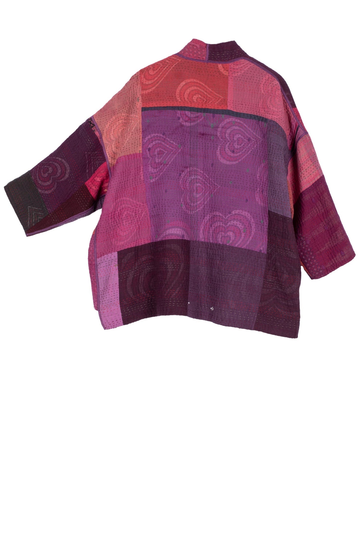 POLKA DOTS & LEAVES KANTHA MINI KIMONO JKT - dl4055-pik -