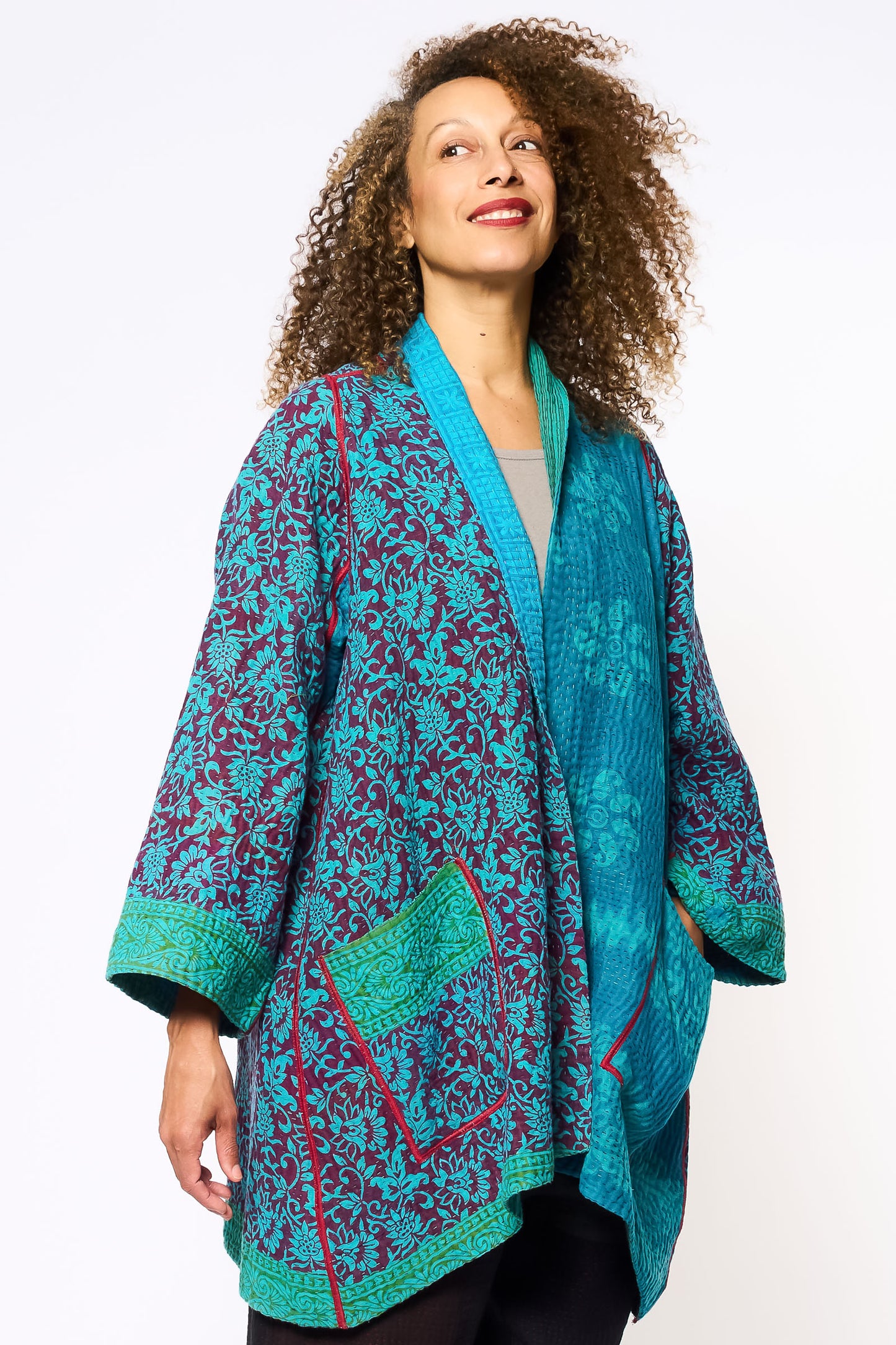 COTTON OVERDYE KANTHA A-LINE JKT - ov4003-ctuq003a -