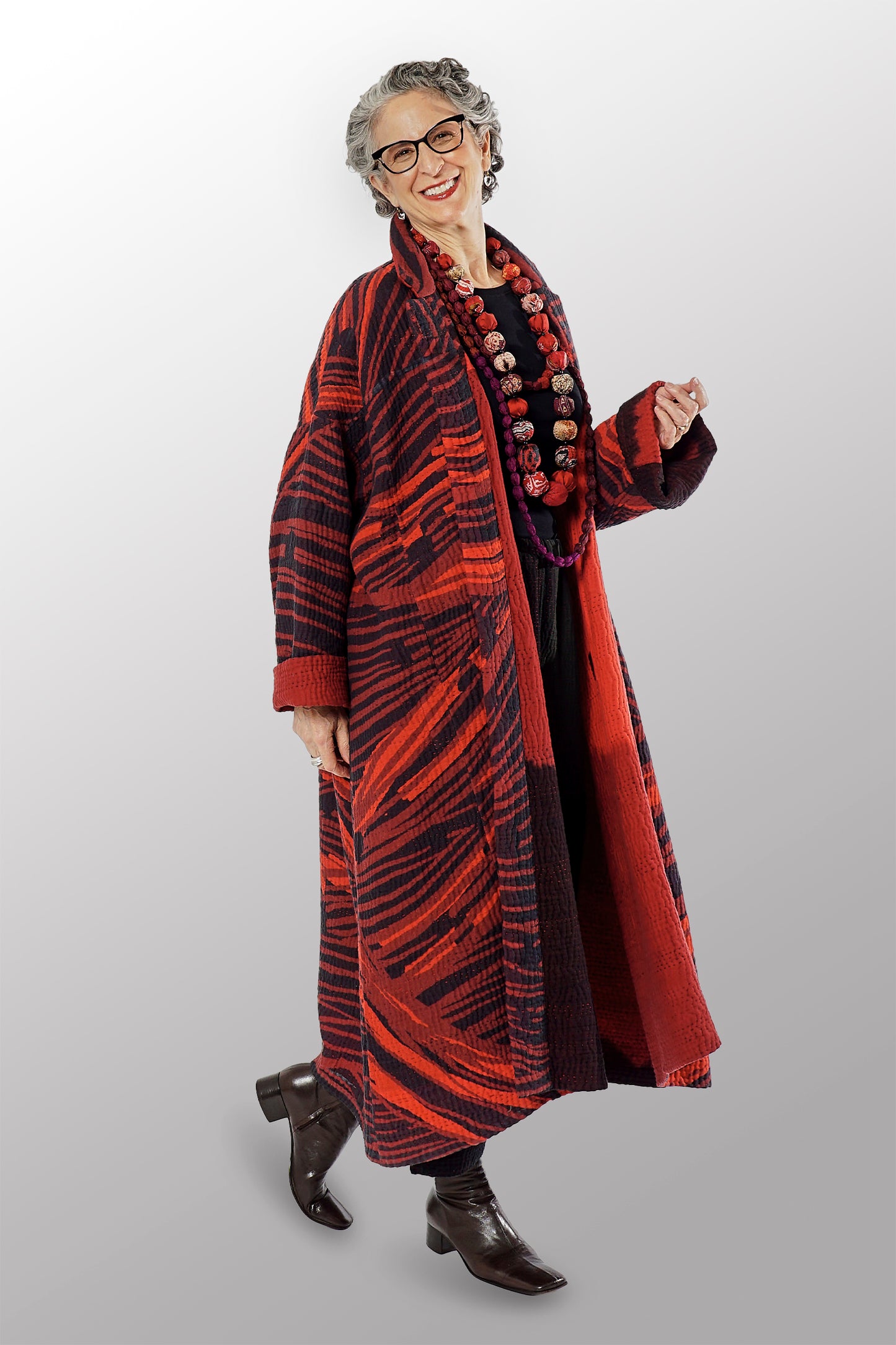 MAGMA AND OMBRE  KANTHA NEW OVERSIZED COAT - mw5342-red -