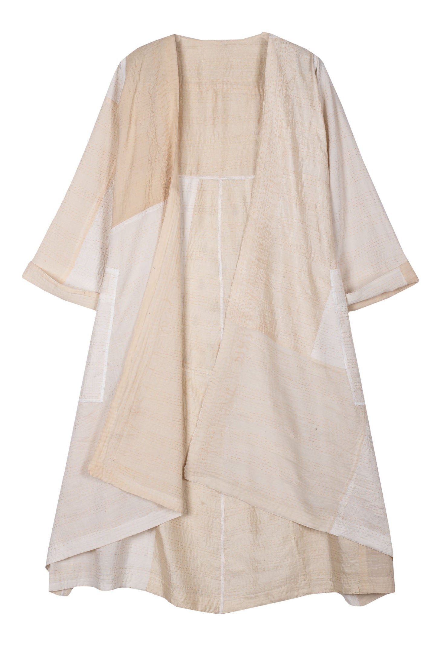 JAIPUR WHITE KANTHA WRAP FLARE COAT - jw2330-ivy -