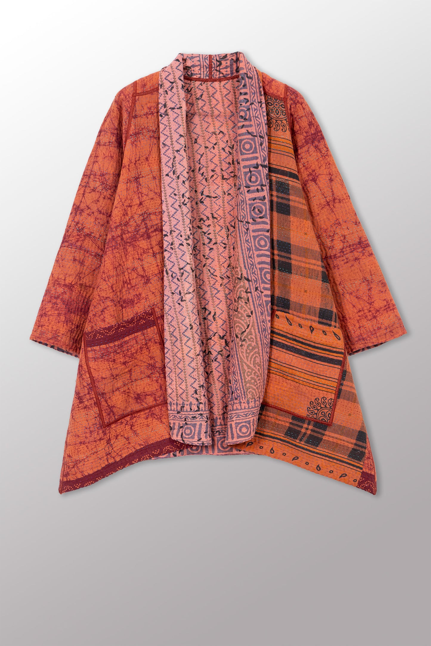 COTTON OVERDYE KANTHA A-LINE JKT - ov4003-corg037a -