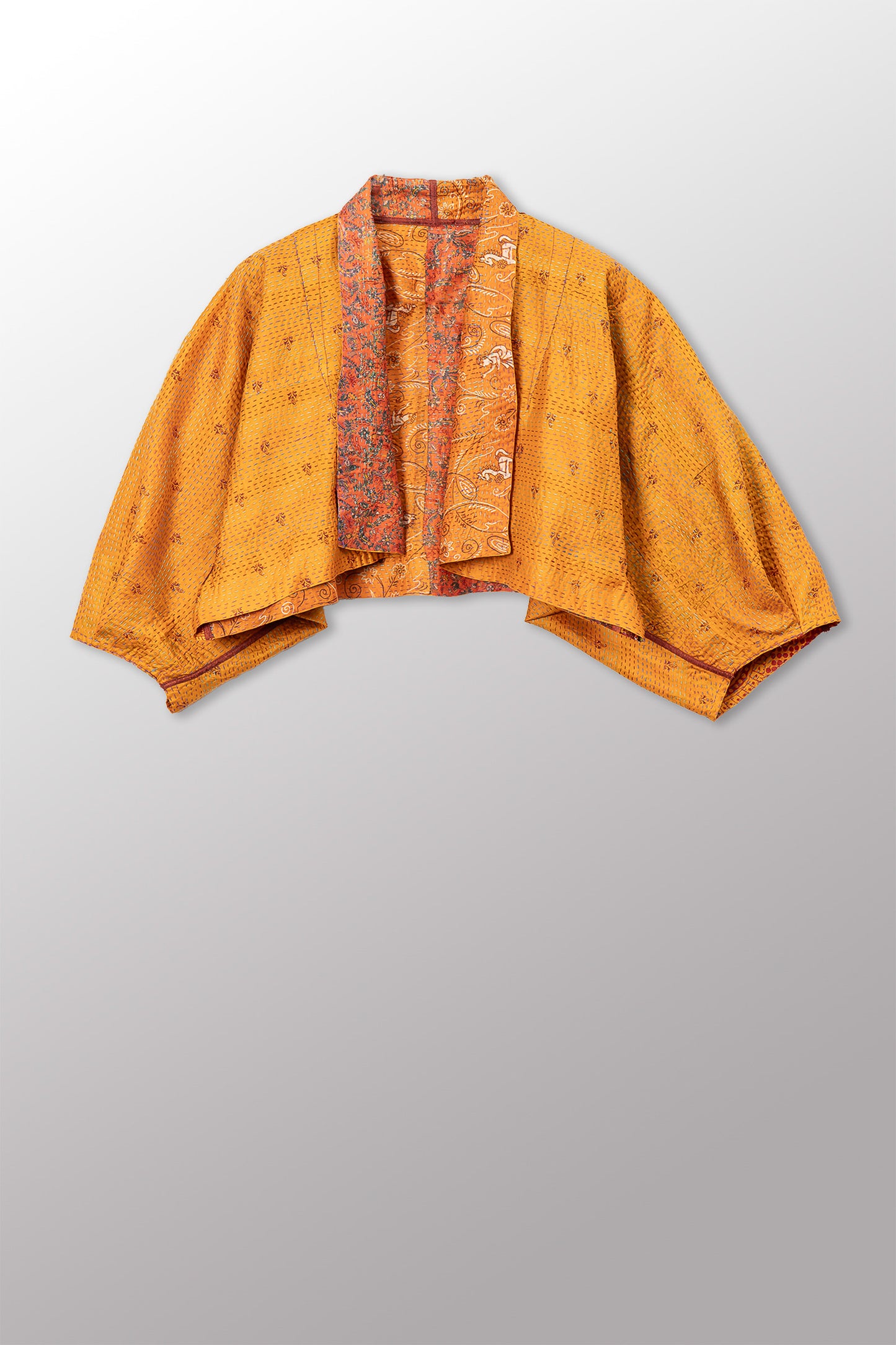 VINTAGE SILK KANTHA PUFF SLV. SHRUG - sv2062-0028a -
