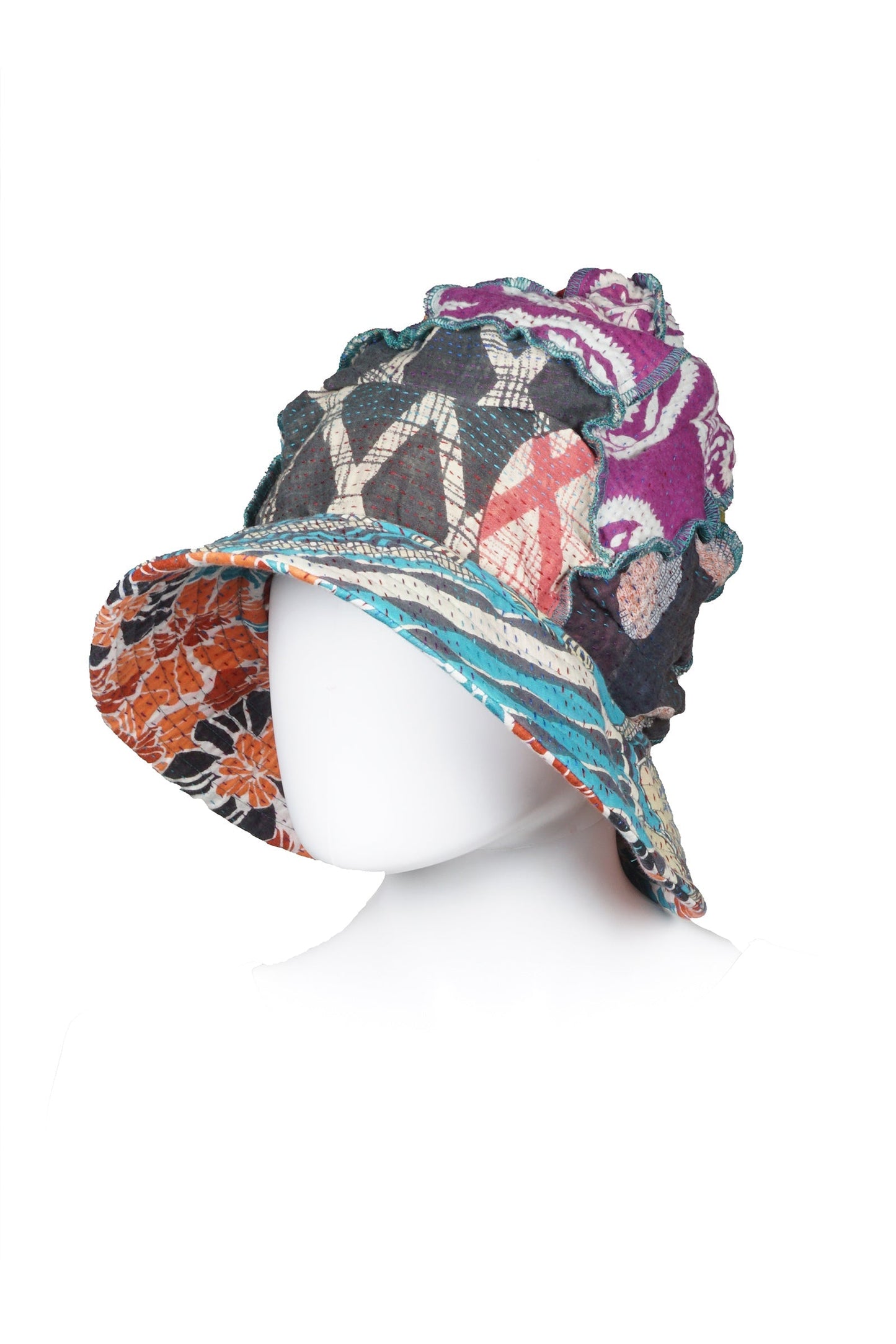 VINTAGE COTTON KANTHA FULL BRIM HAT - cv4889-mlt -