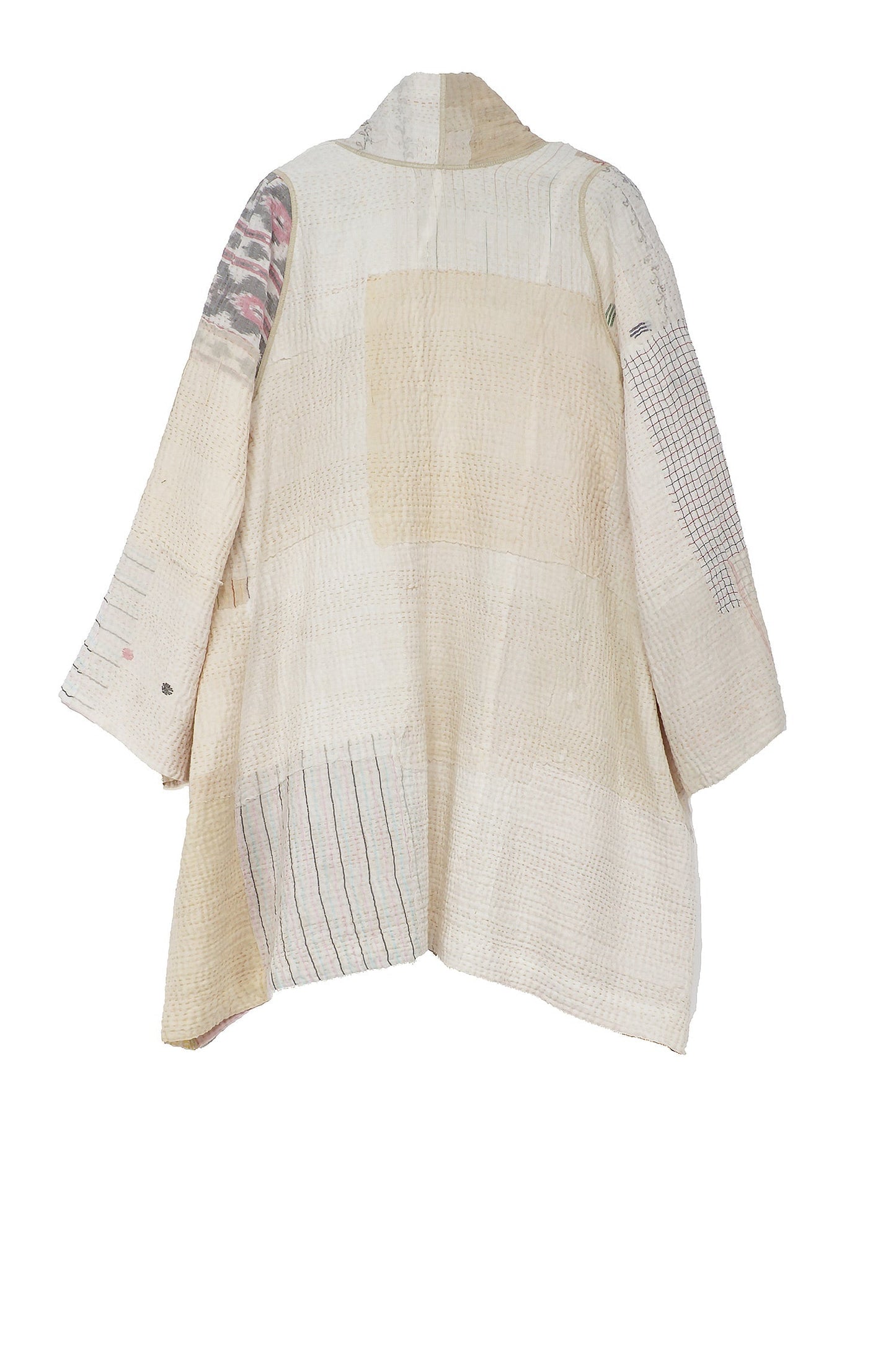 FRAYED PATCH MIX KANTHA A-LINE JKT - fm4003-ivy -