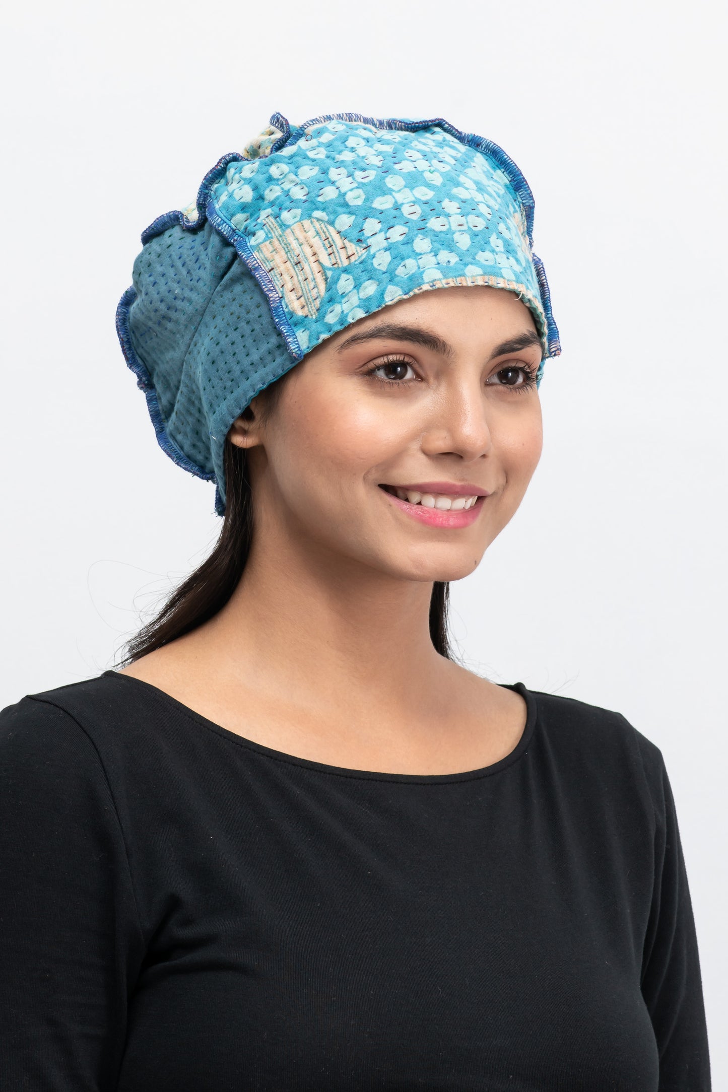 VINTAGE COTTON KANTHA PATCHWORK HAT - cv4880-tel -