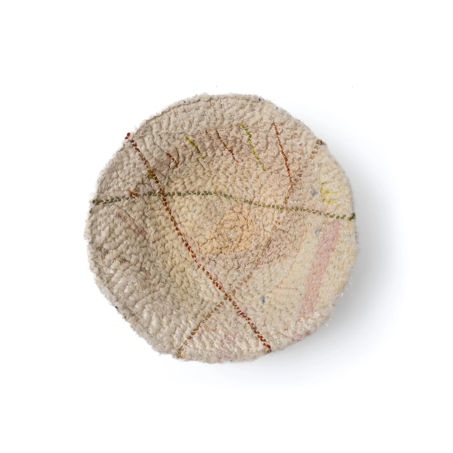 Handcrafted Kantha(metallic kantha) -Shallow Bowl - Ivory