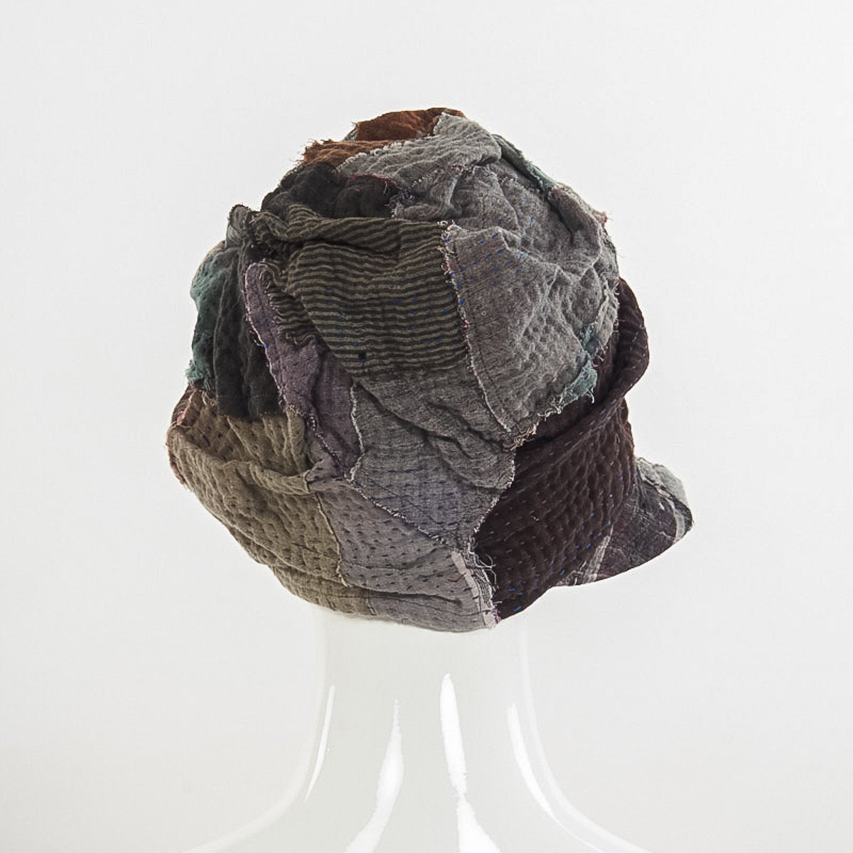 FRAYED PATCH KANTHA HALF BRIM HAT - fi4881-gry -