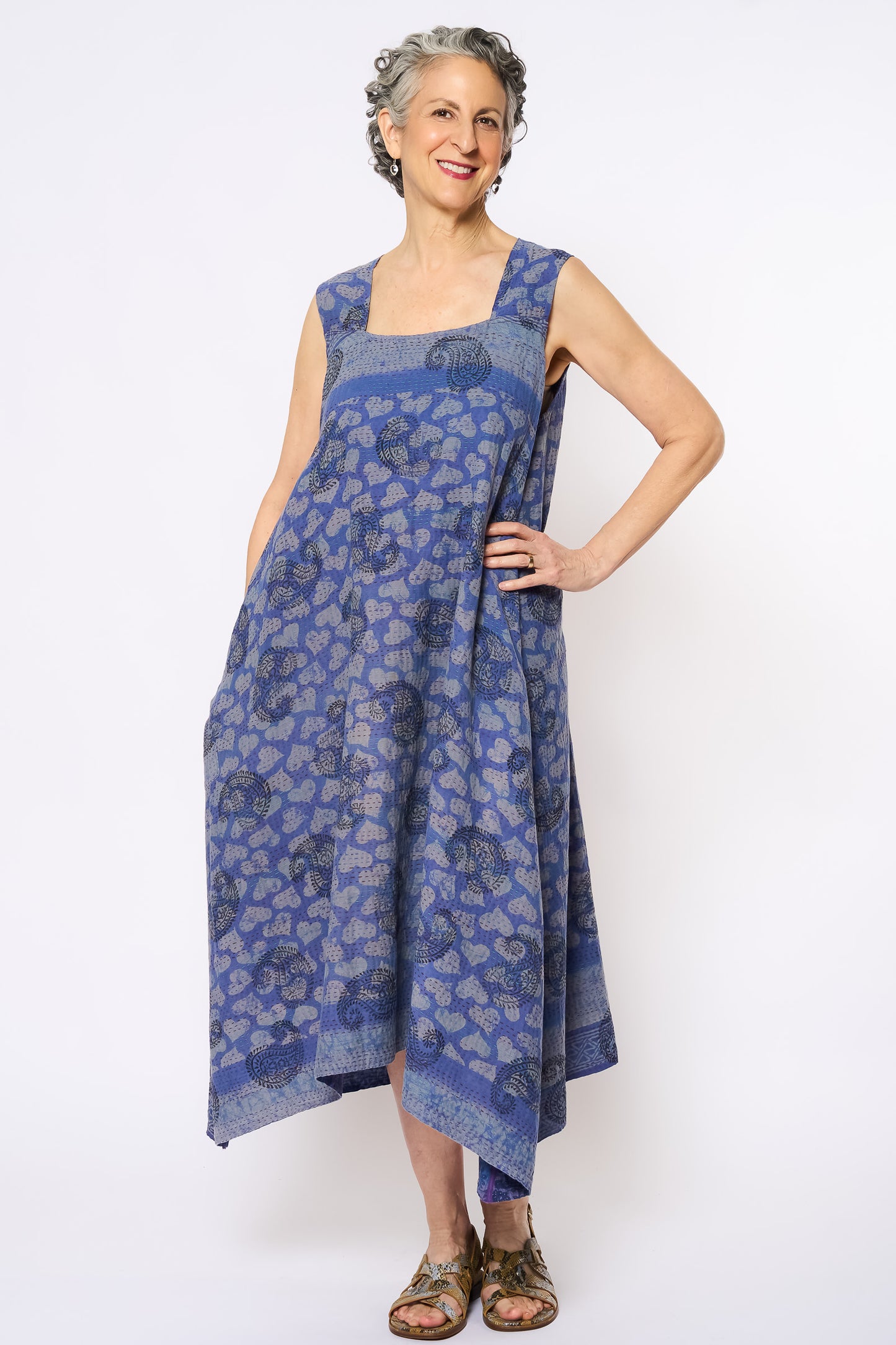 VINTAGE COTTON KANTHA TENT DRESS - cv2413-0034a -