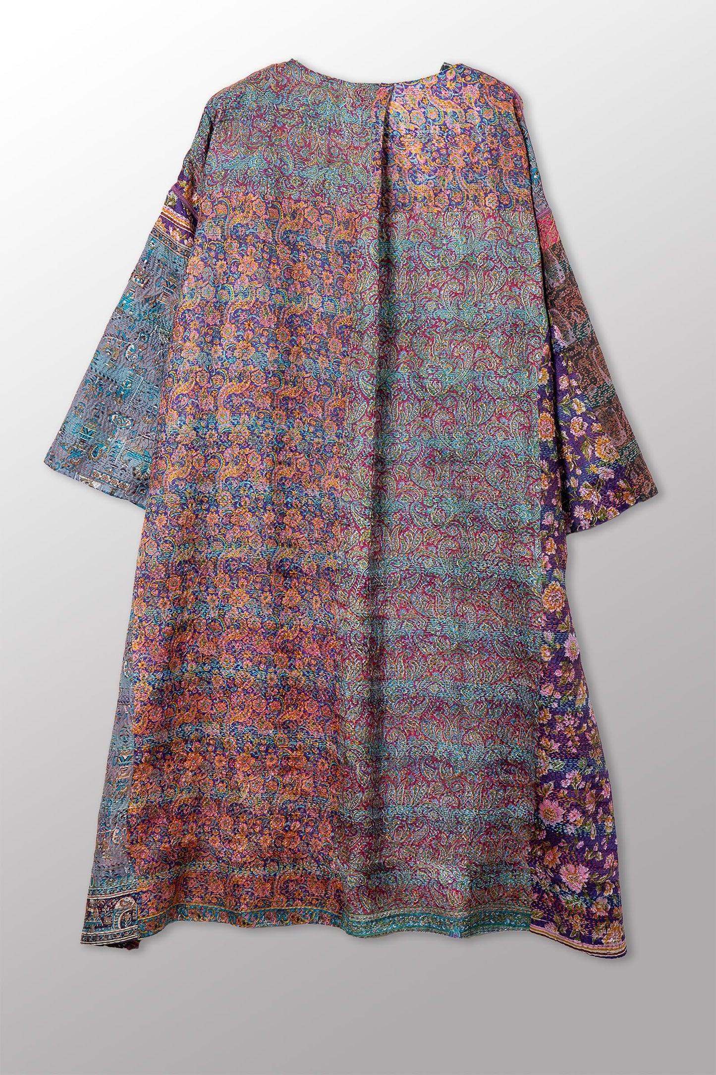 VINTAGE SILK KANTHA LONG DUSTER - sv2328-0014a -