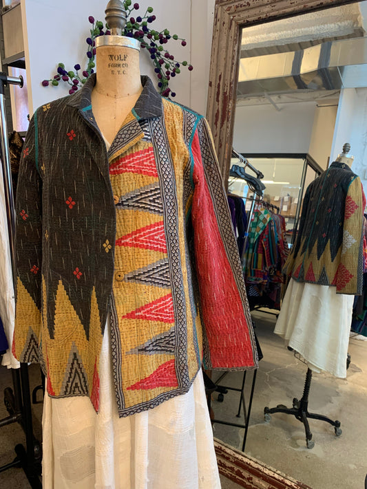 VINTAGE COTTON KANTHA SIMPLE JKT - cv4022-0094m -