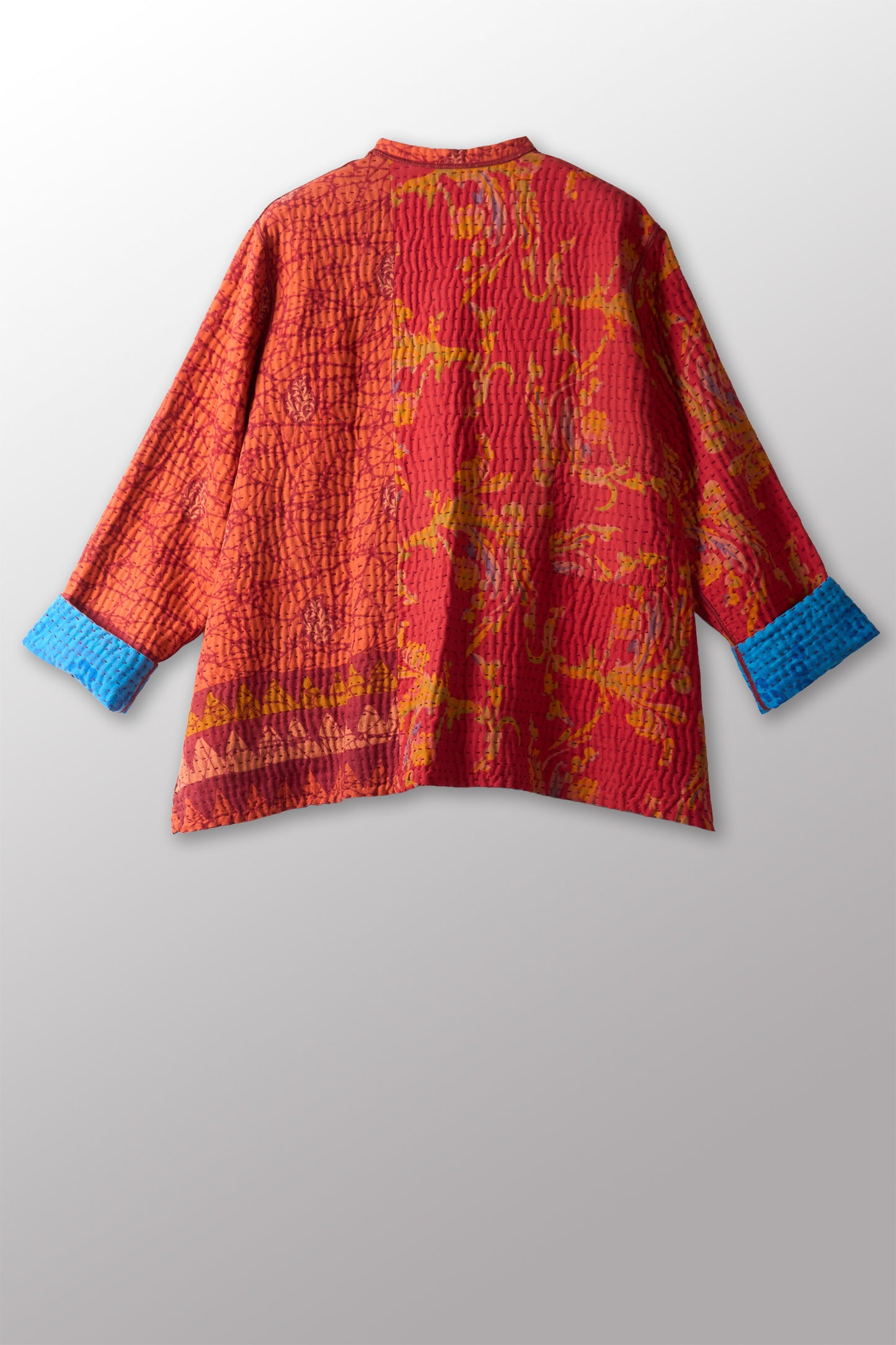 VINTAGE COTTON BBK KANTHA KAFTAN JACKET SHORT - bb4088-0001s -