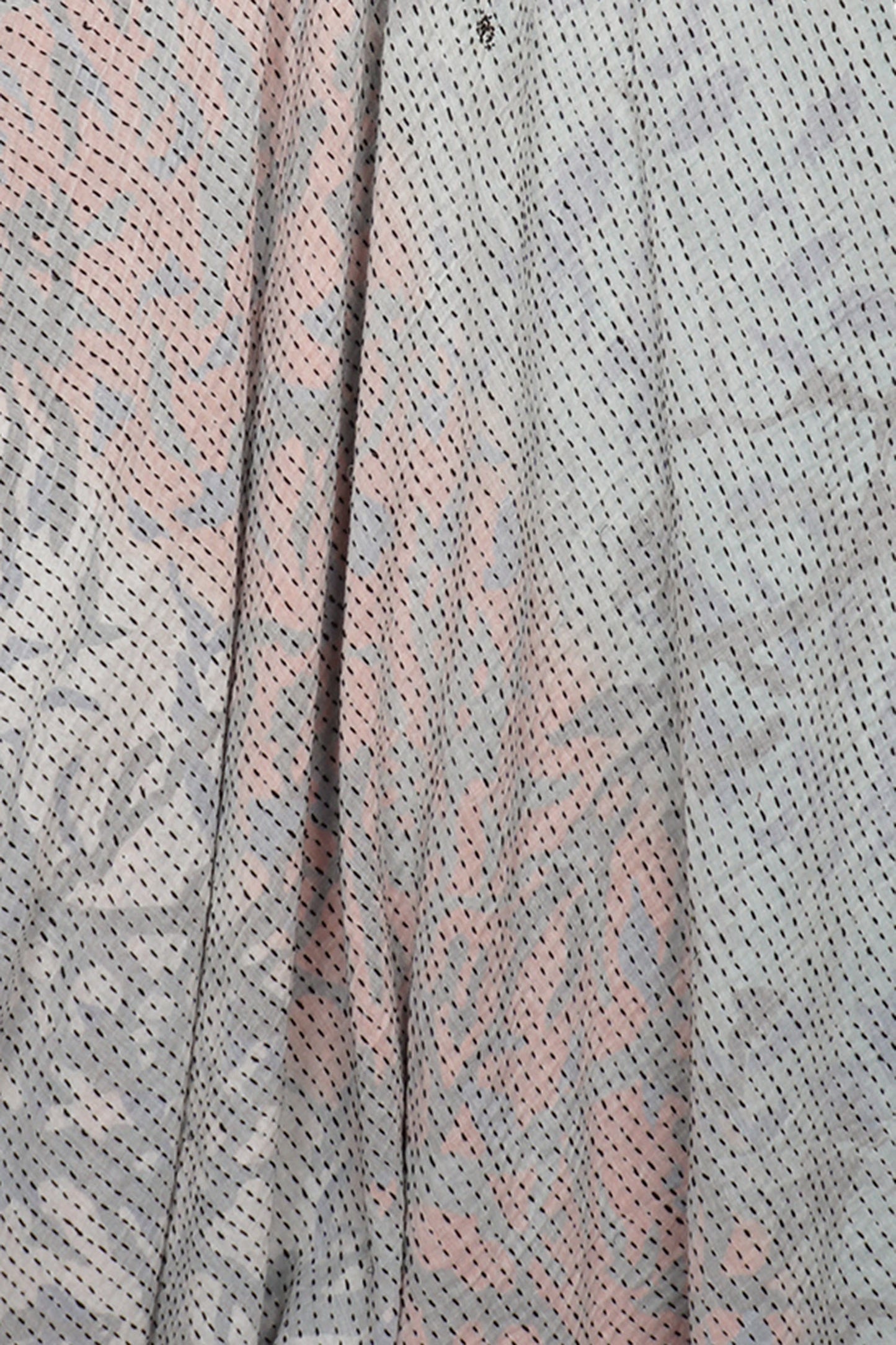 SUMMER BREEZE PRINT KANTHA POINTY HEM DRESS - sz2415-blu -