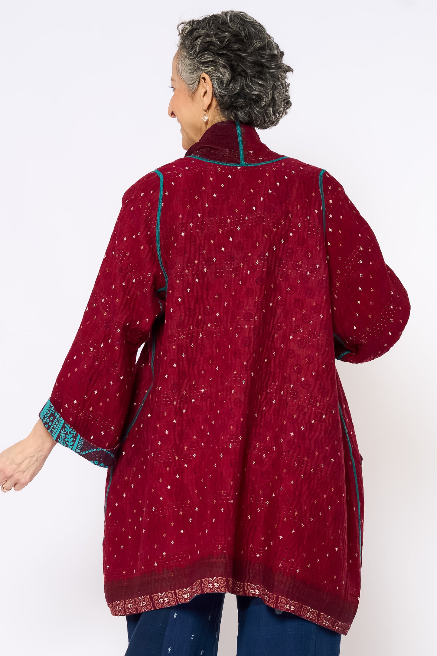COTTON OVERDYE KANTHA A-LINE JKT - ov4003-ctuq002a -