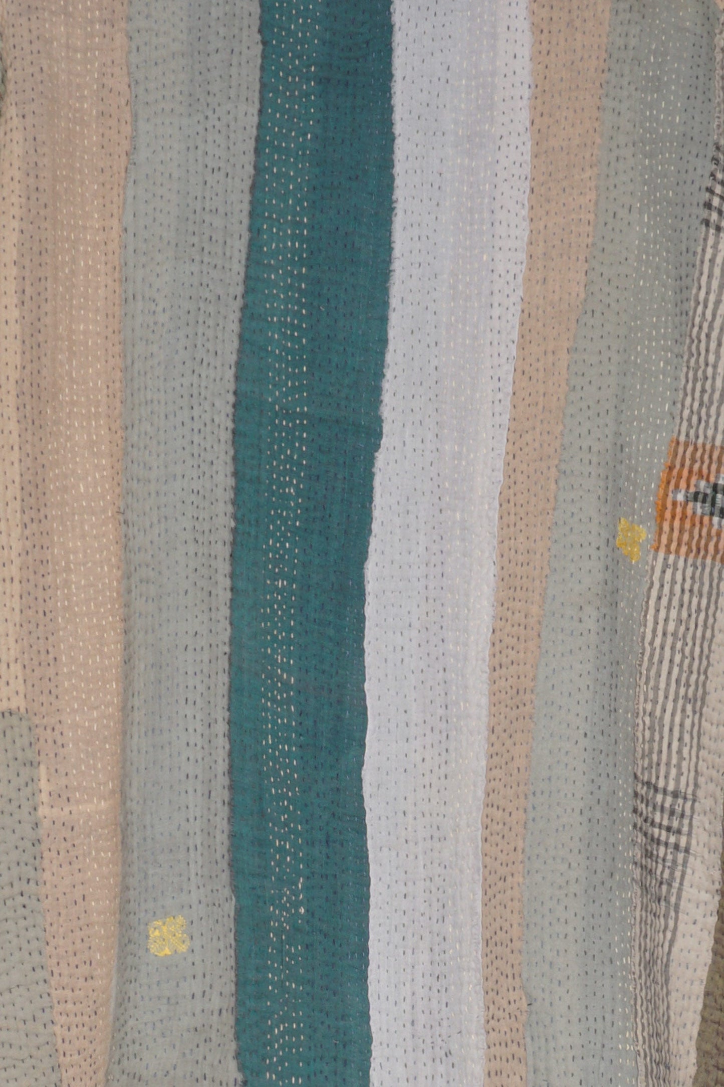 COTTON STRIPE PATCH KANTHA BIG POCKET JACKET - cs4057-grn -