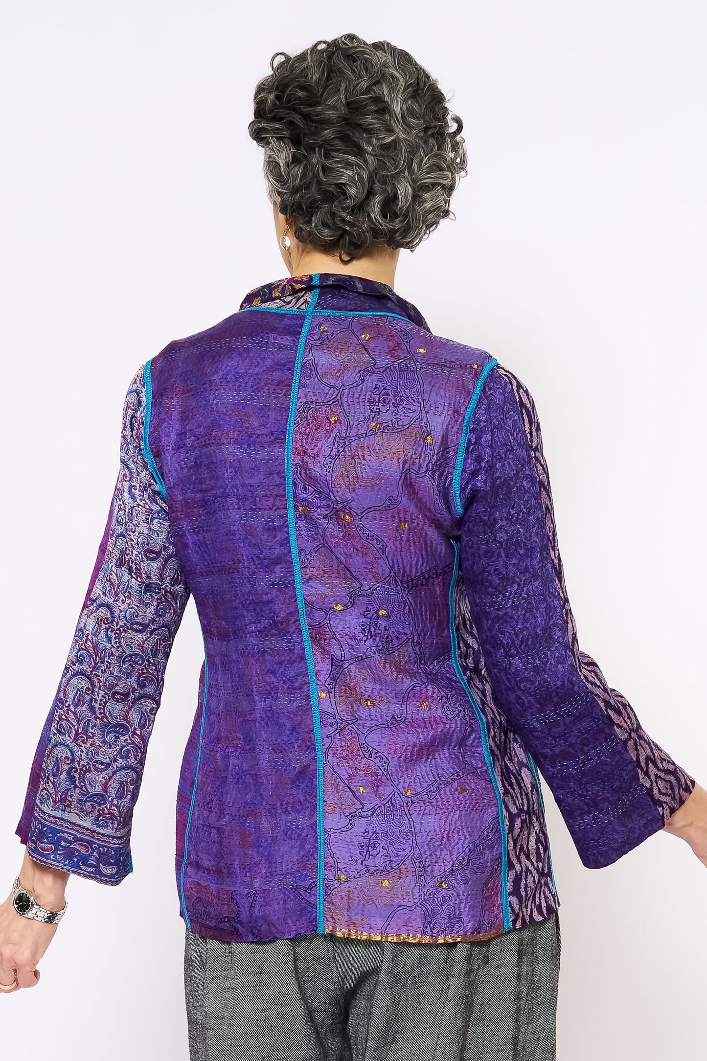VINTAGE SILK KANTHA SHORT JKT - sv2007-0050s -