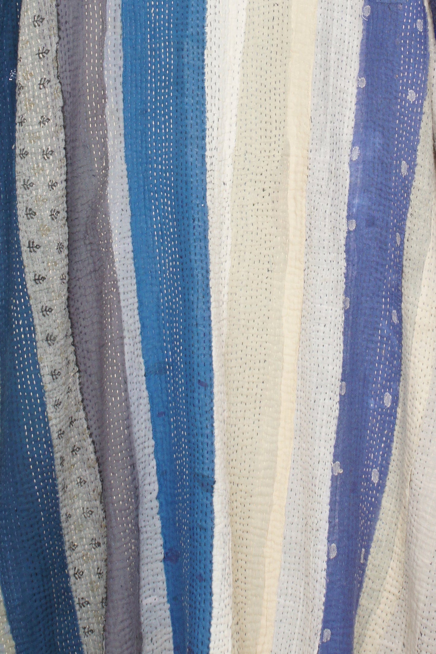 COTTON STRIPE PATCH KANTHA OVERSIZED COAT - cs4326-blu -