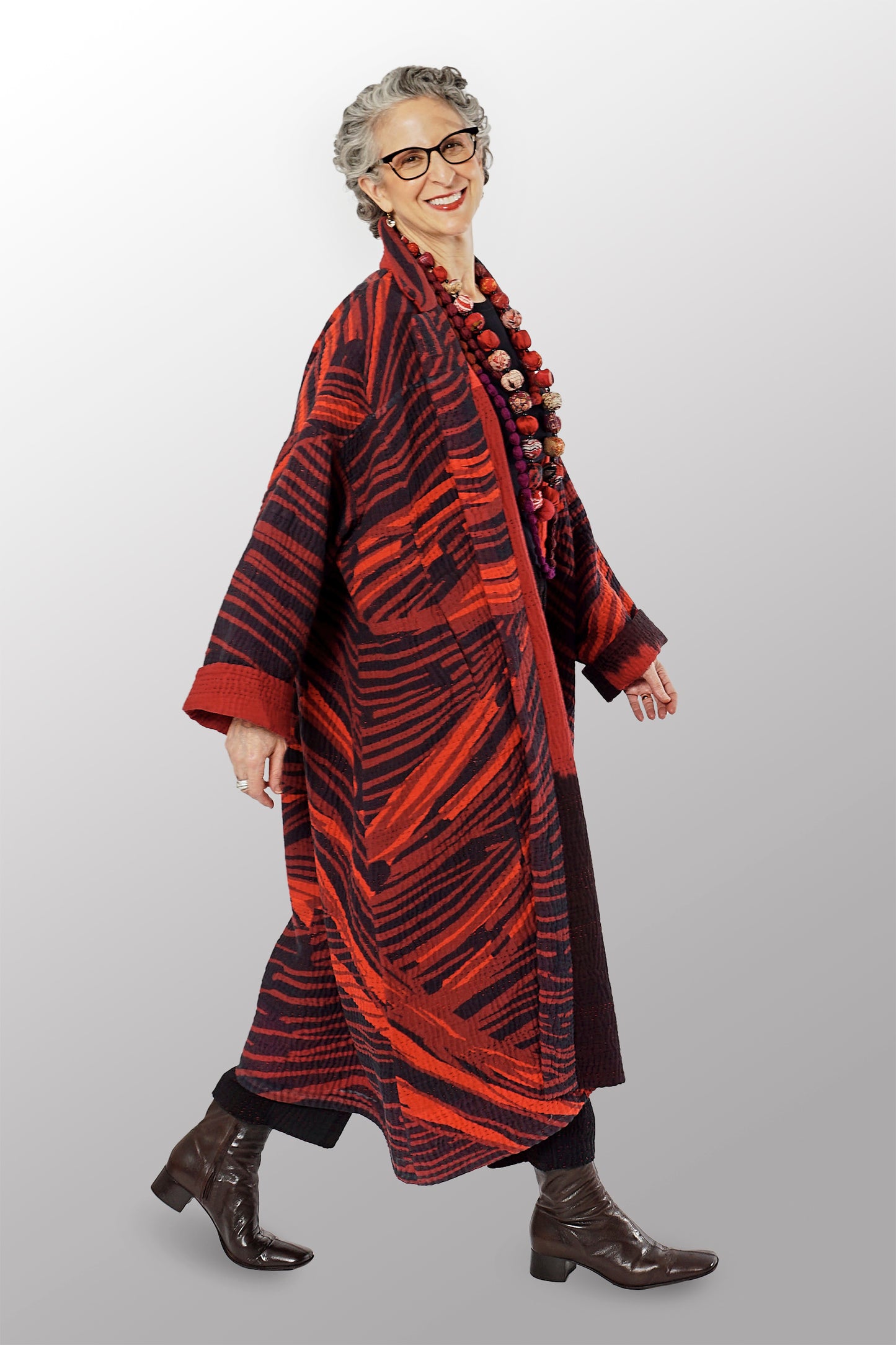 MAGMA AND OMBRE  KANTHA NEW OVERSIZED COAT - mw5342-red -