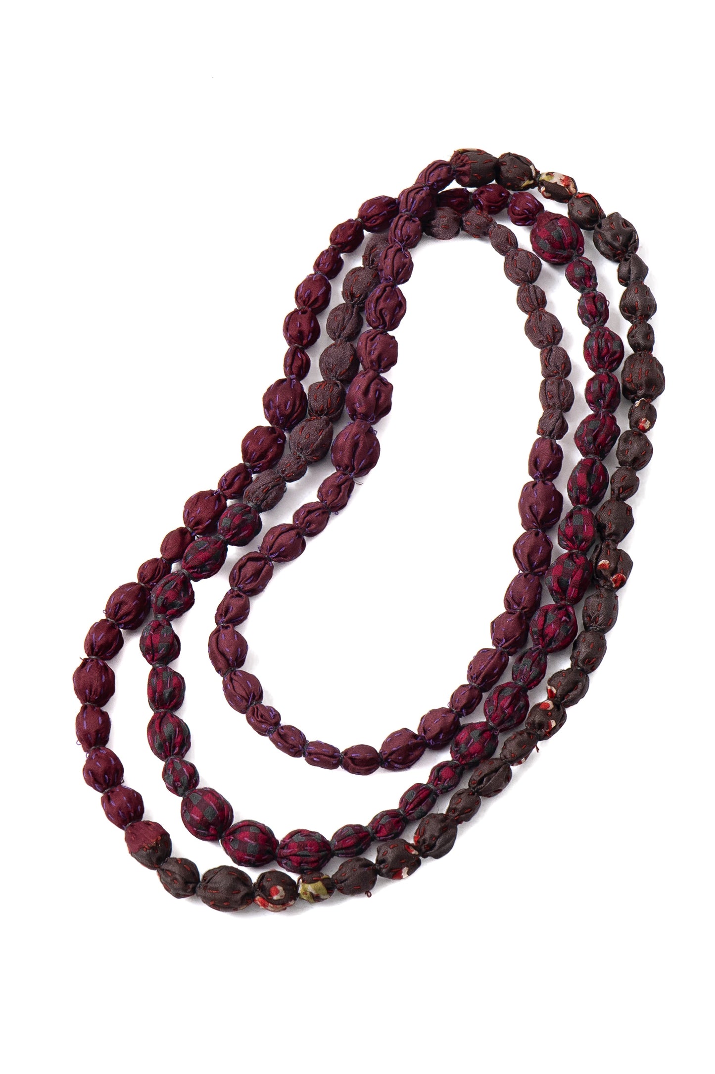 MONE SHIBORI TIE DYE KANTHA TIE-BEADS LONG NECKLACE - ms2707-pik -