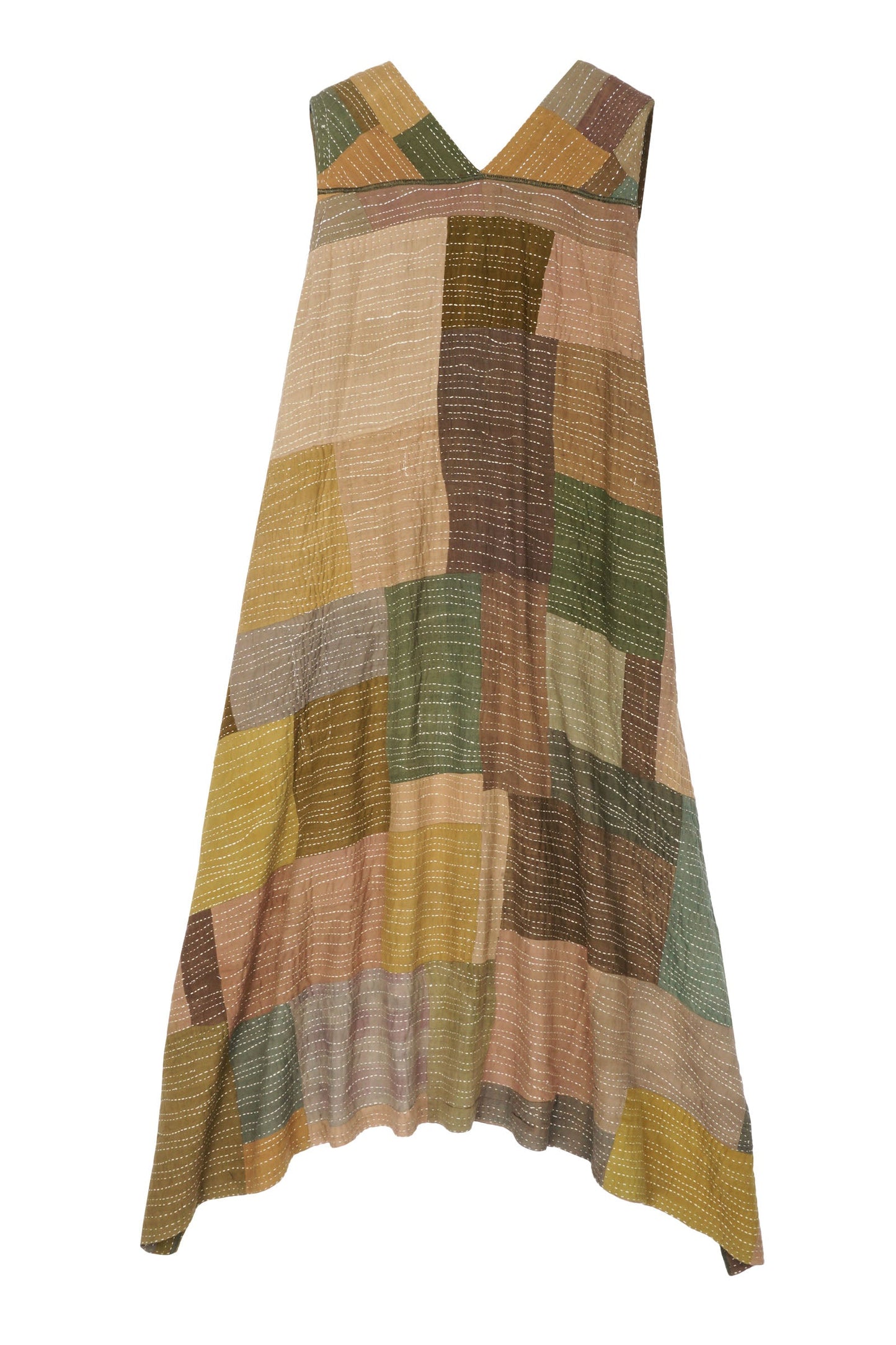 SOLID PATCH KANTHA TENT DRESS - ps2413-ntl -