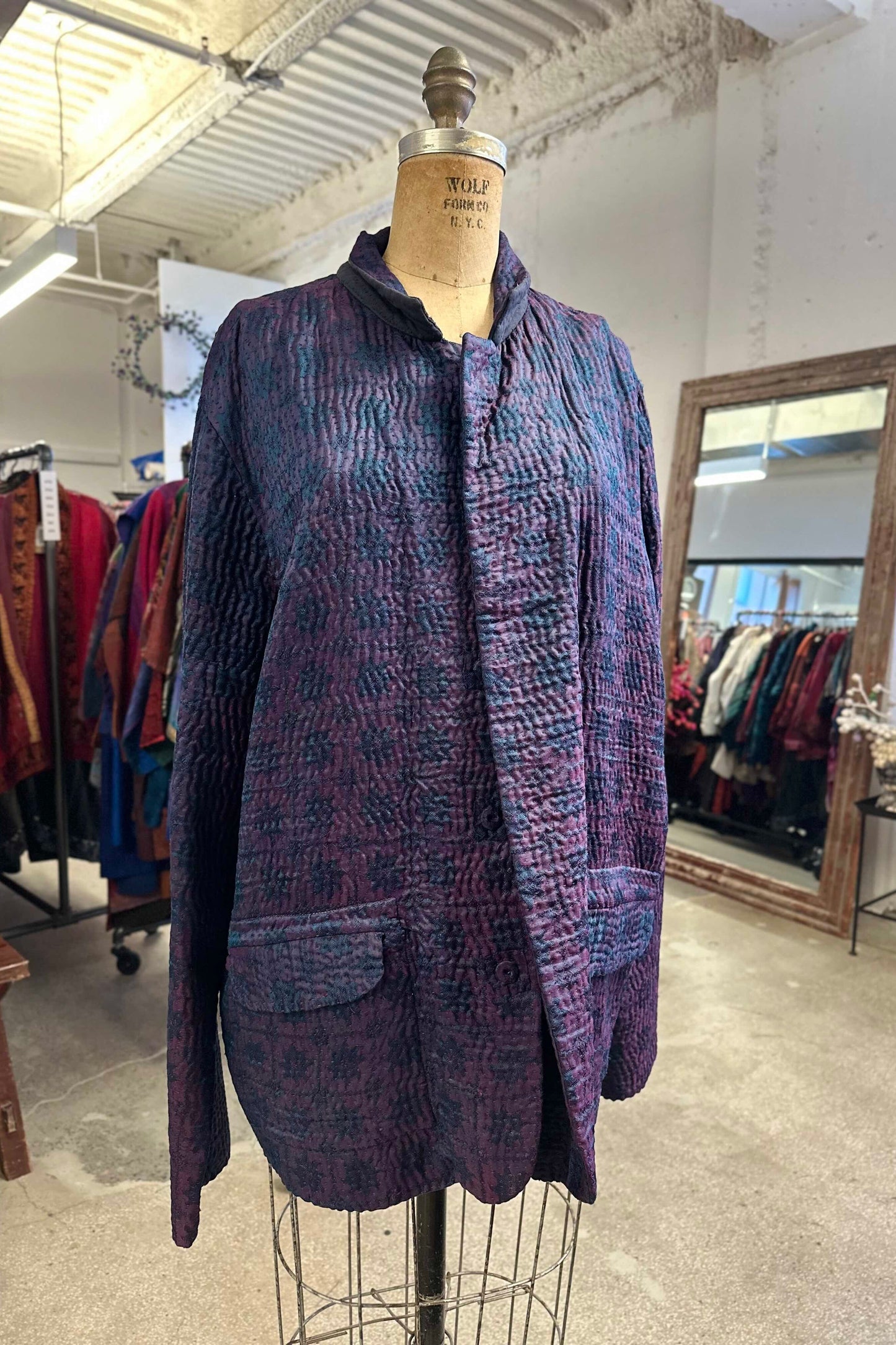 JACQUARD WITH WOVEN KANTHA SIMPLE MEN'S JACKET - jq5072-0006l -