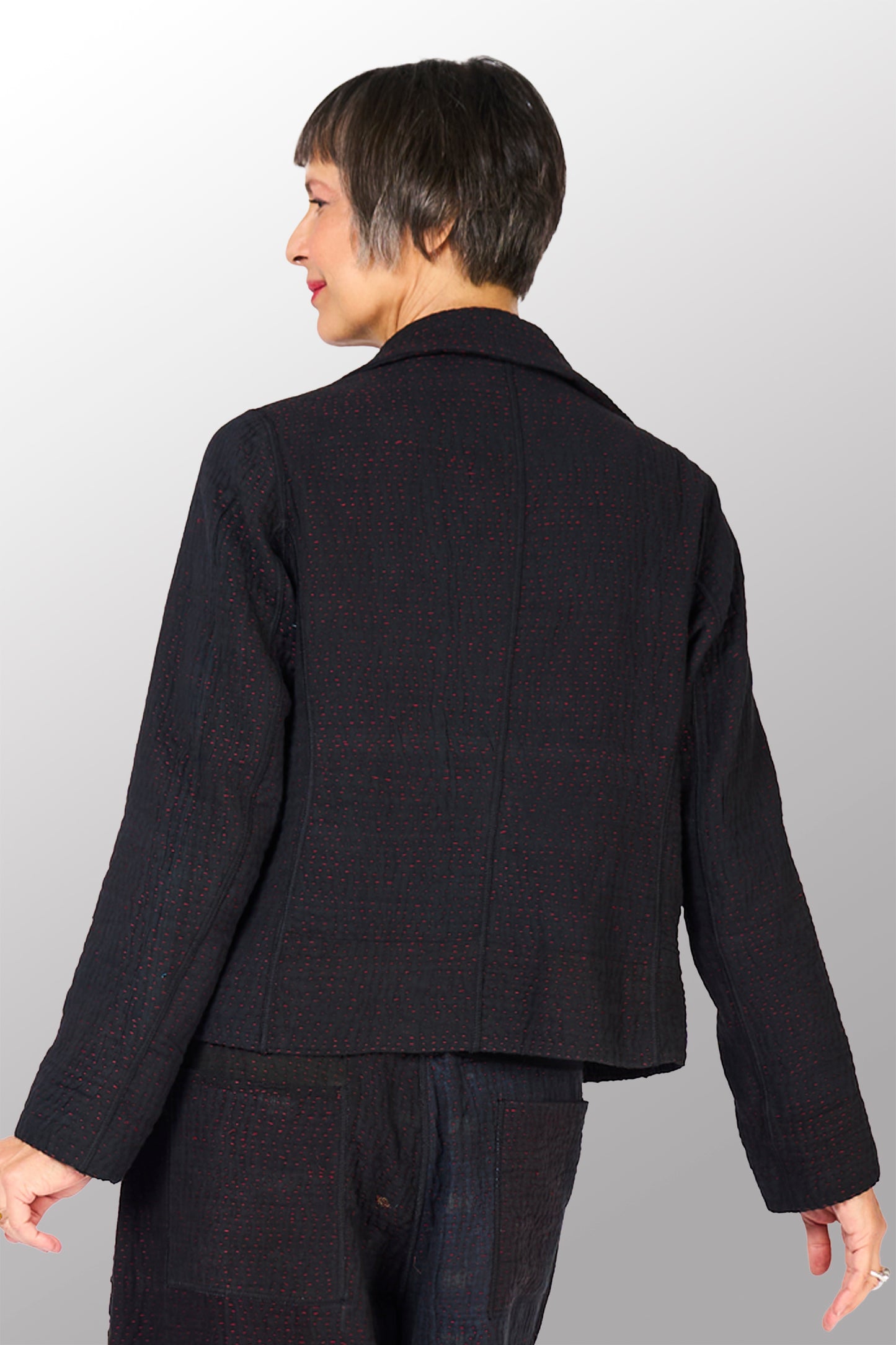 MUJI PATCH KANTHA CROPPED BASIC JACKET - mp4096-blk -