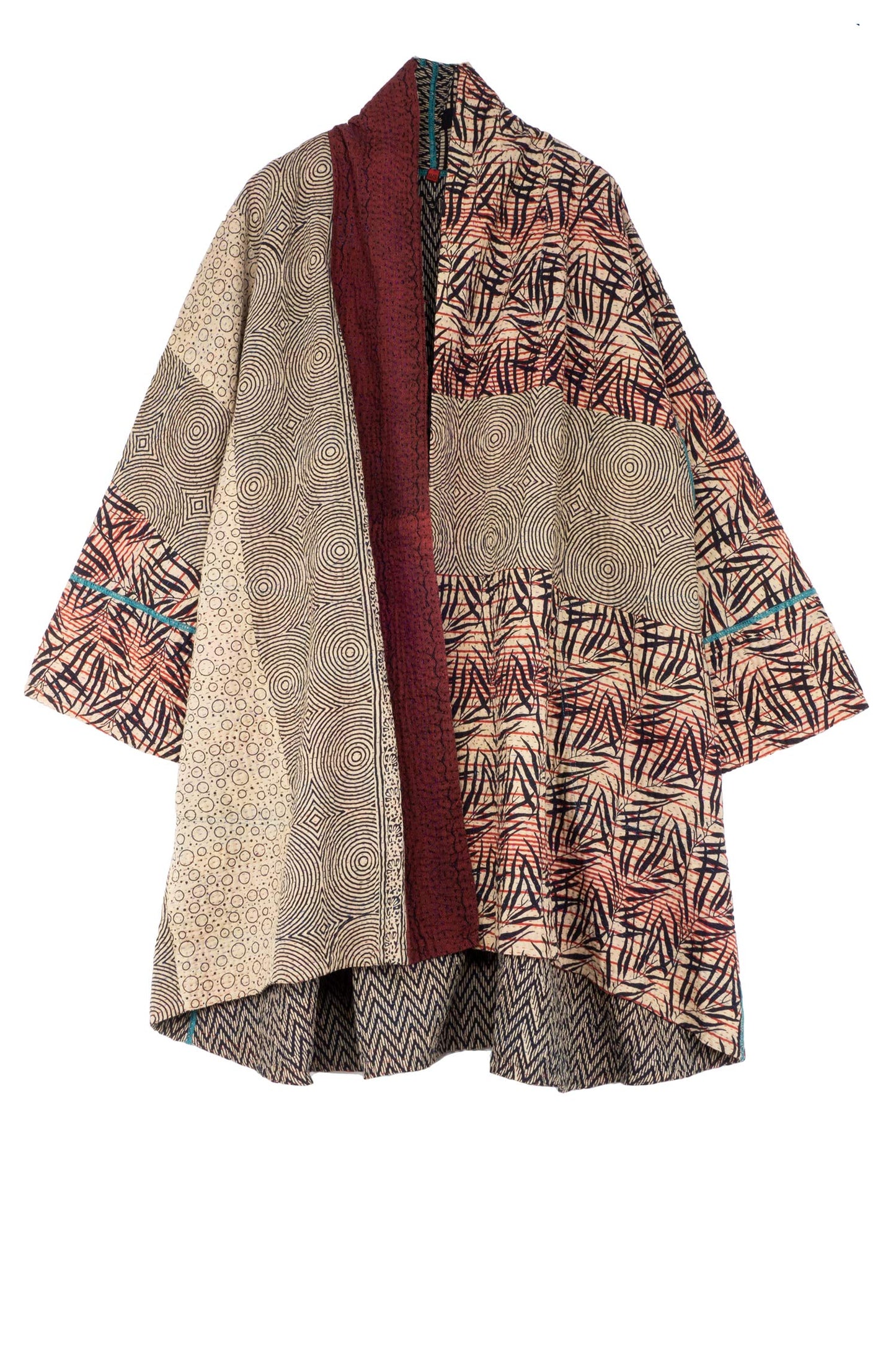 SOHO BAMBOO KANTHA KIMONO LONG JKT - bo4005-blk -