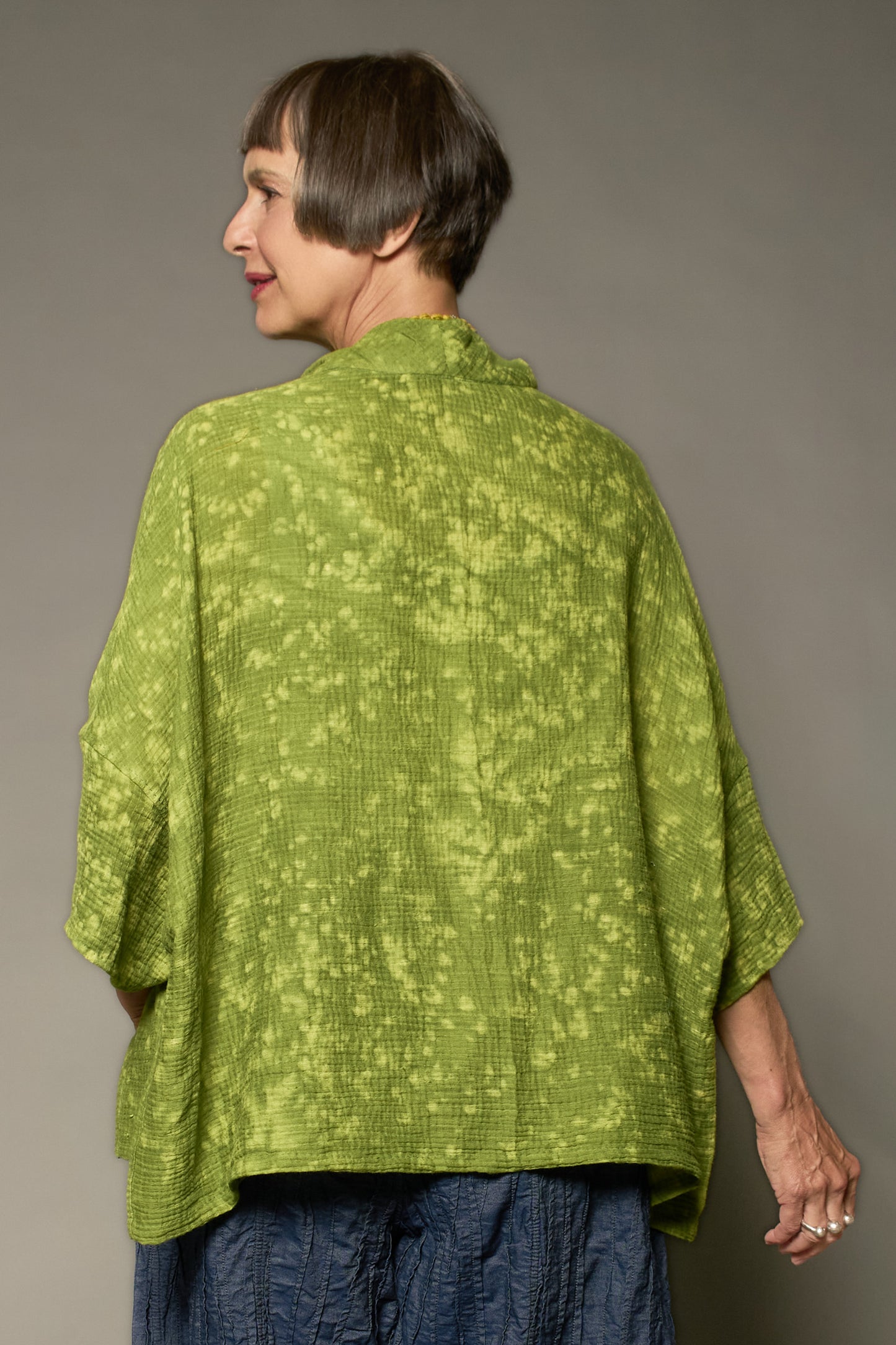 SAND SUN DYE RIPPLE KANTHA HIGHT NECK TOP - rs2t107-avc -